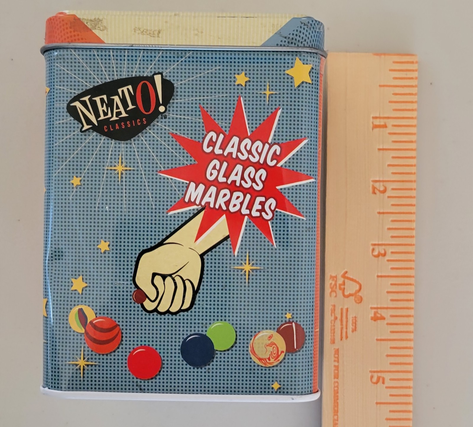 Neato! Classics Marbles In A Tin Box by Toysmith – Retro Nostalgia Glass…