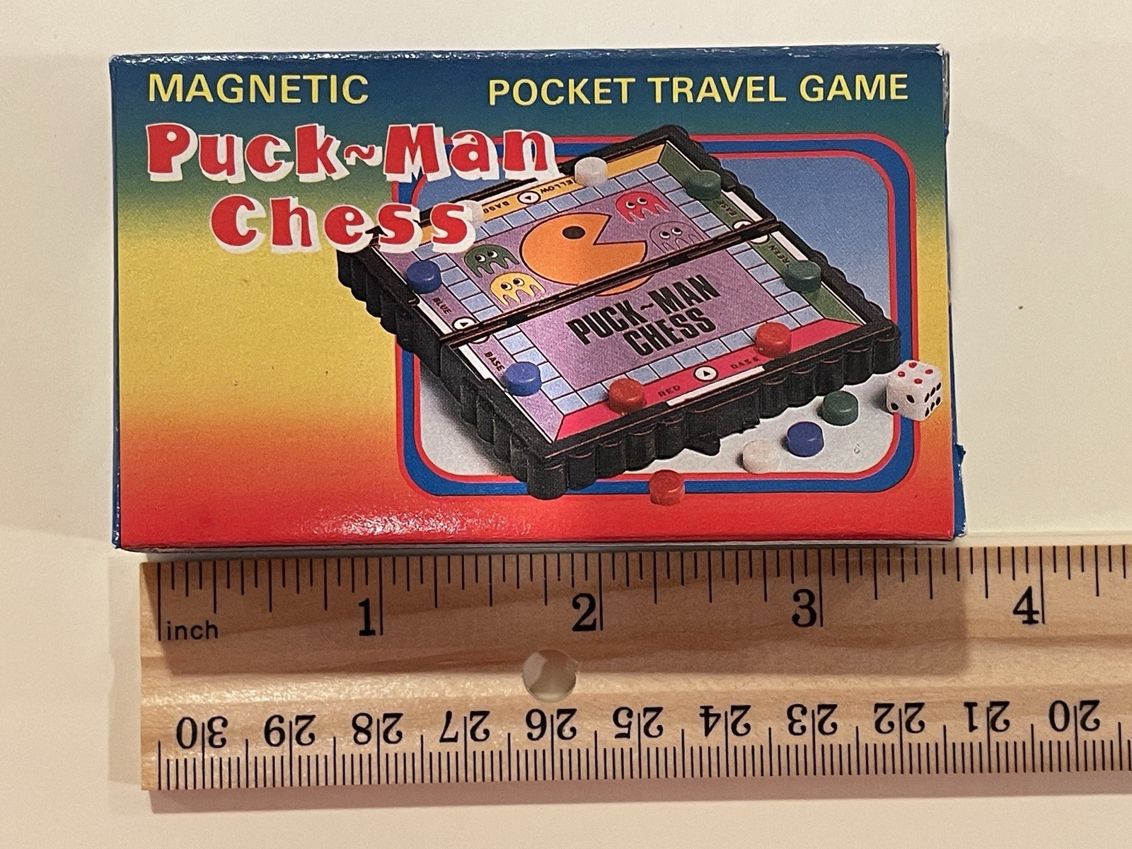 Vintage Mini Magnetic Travel Game Travel Puck Man Chess Theme Pocket Game