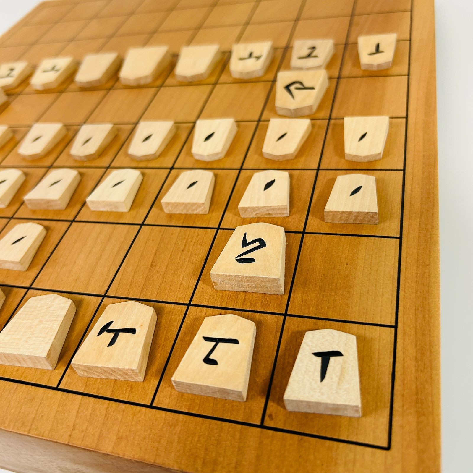 Natural Wood Black Carved Shogi Playable Set