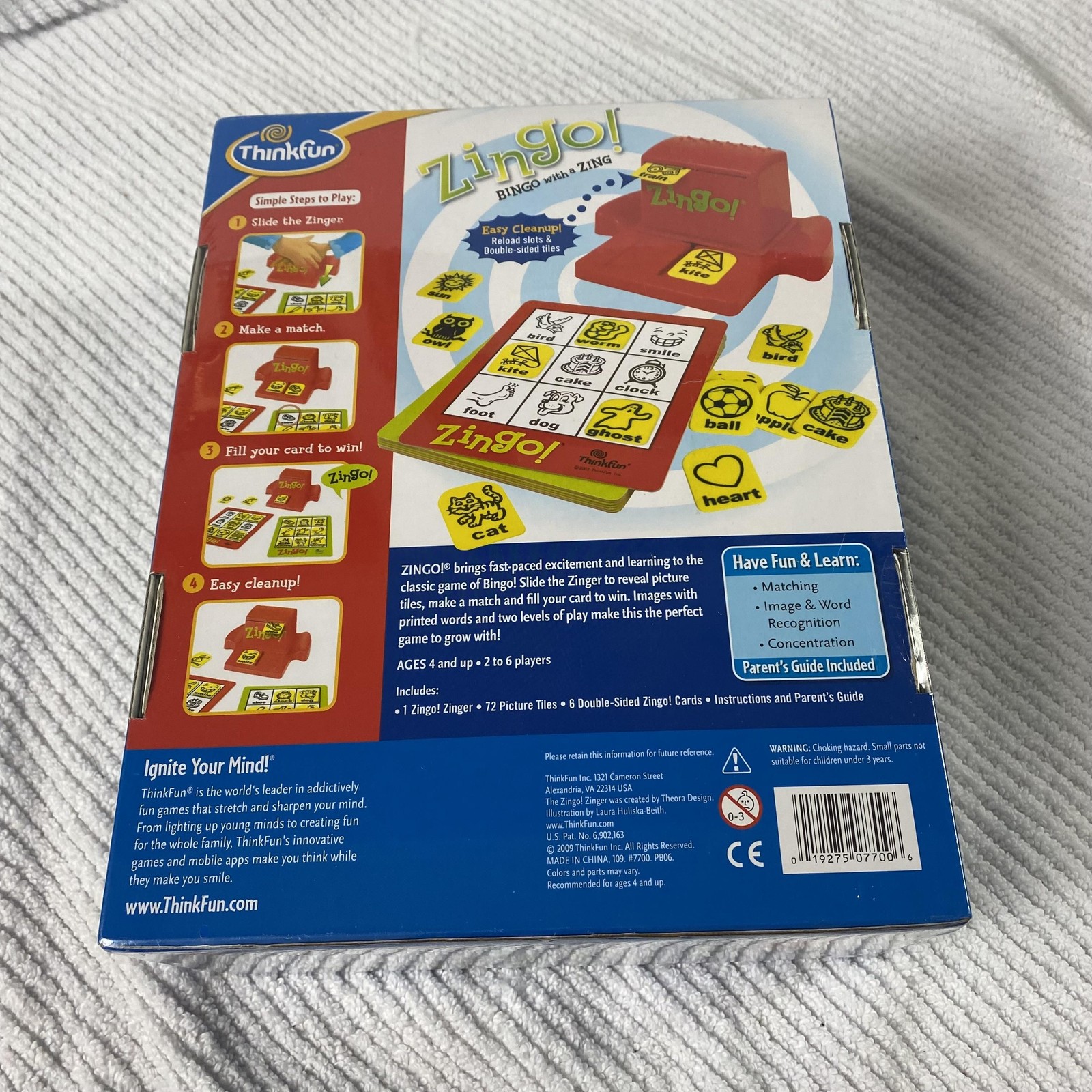 ThinkFun Zingo Bingo with a Zing Family Board Game Ages 4+ 2-6 Players Sealed