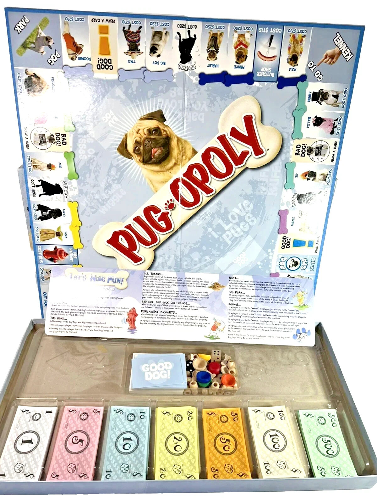 Pug-Opoly A Property Trading Board Game Pugs Board Game Late For The Sky Dogs