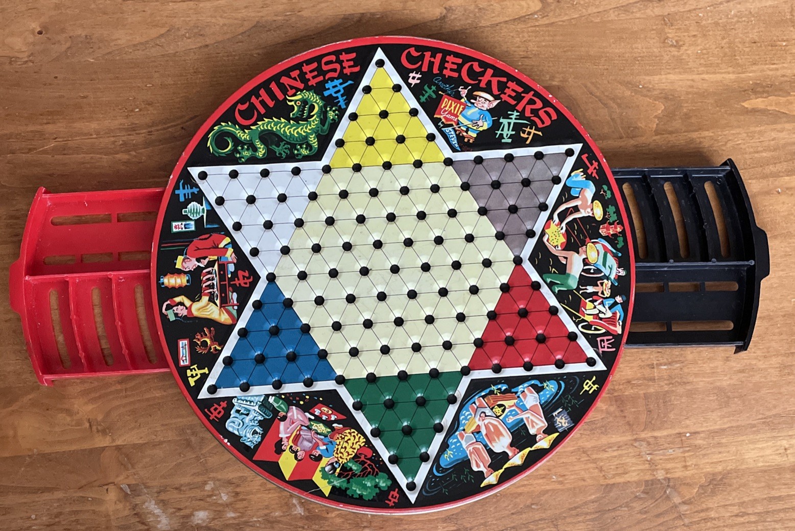 Vintage Chinese Checkers Metal Game Board Pixie brand game by the Steven Mfg Co