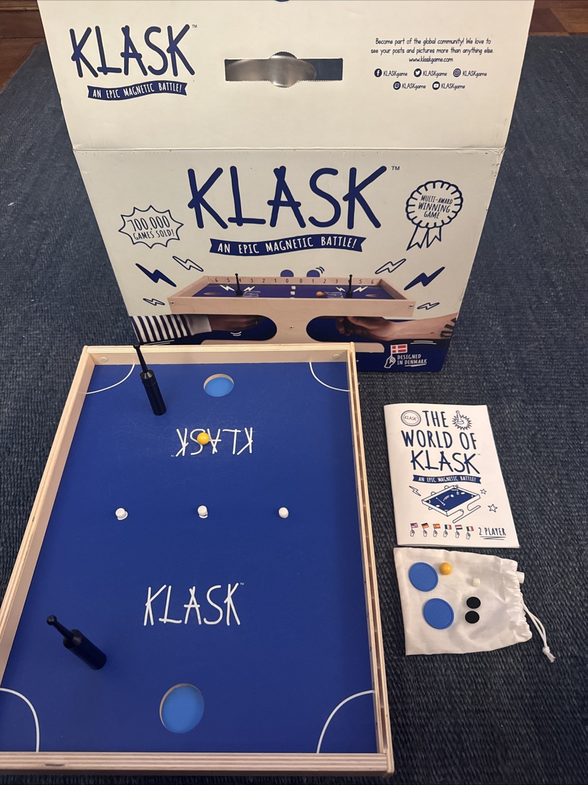 KLASK Magnetic Game of Skill WOODEN TABLETOP GAME From Finland COMPLETE