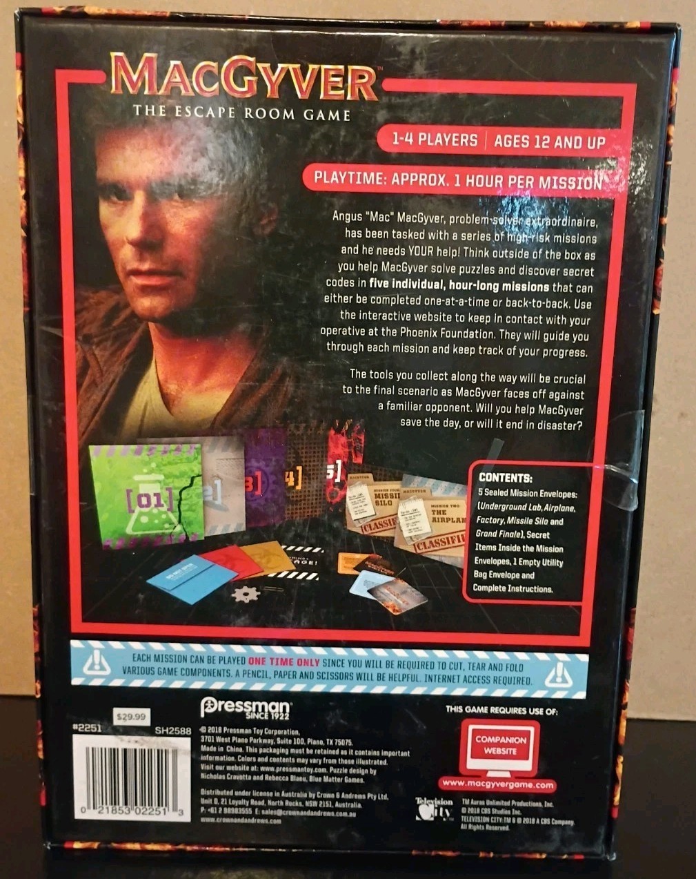 MacGyver: The Escape Room Game Complete 2018 Pressman 1 to 4 Players Ages 12 +