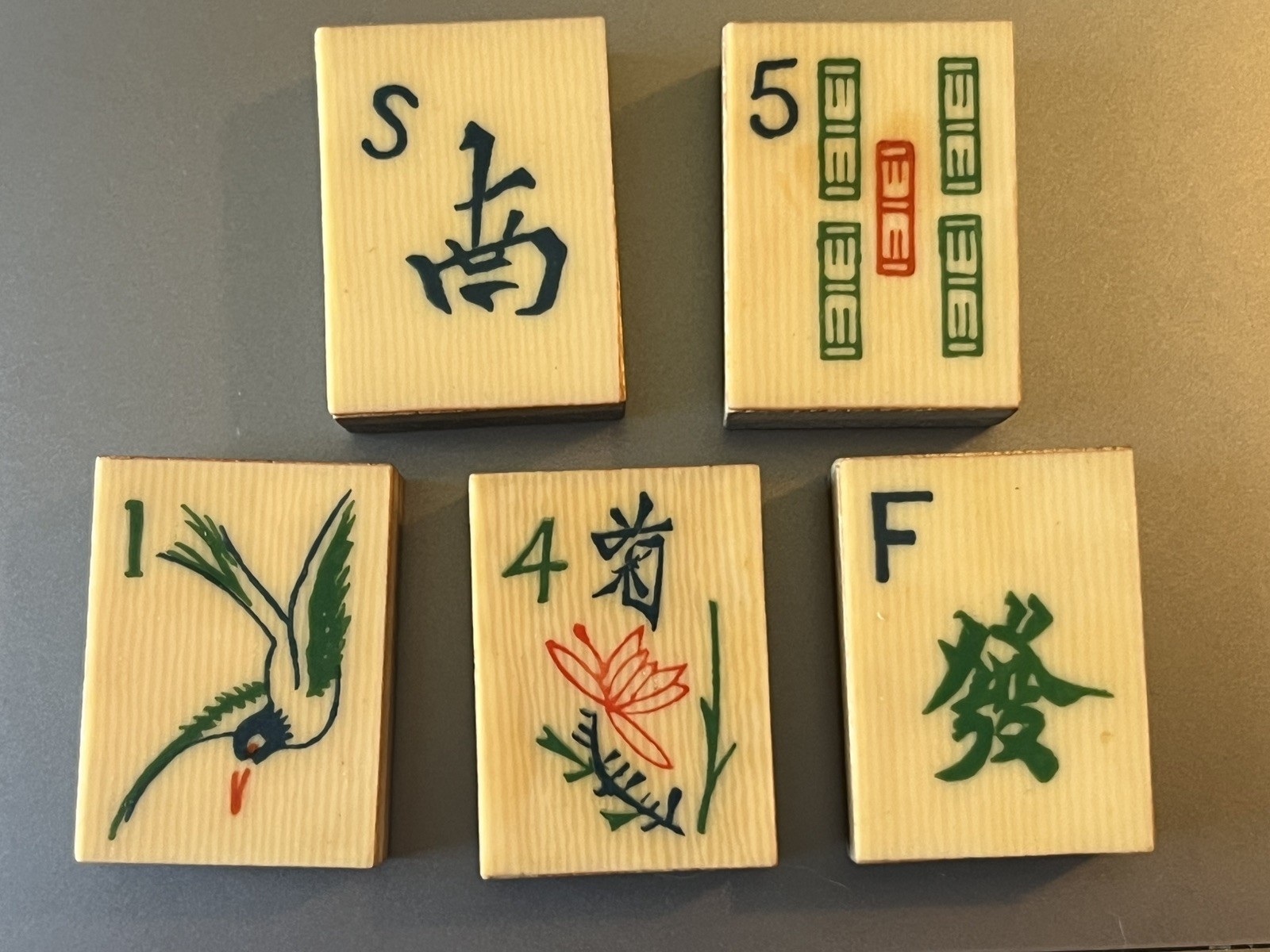 Vtg 1920s French Ivory Pyralin Mahjong Set original Box 142 tiles two-layer wood
