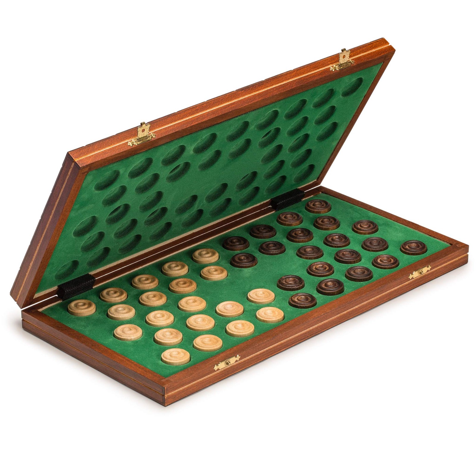 Checkers Set in Folding Wooden Case – 100 Playing Field – 15-1/2”