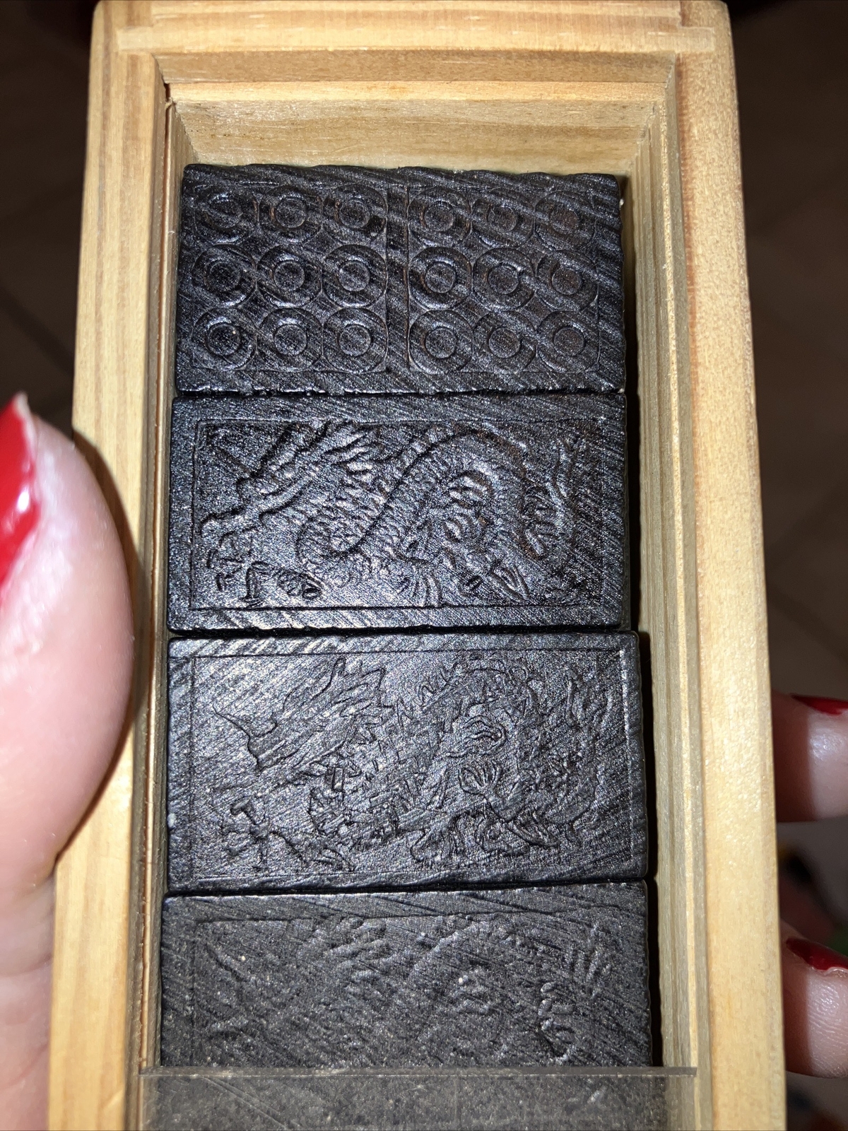 Children’s Unisex 28 Black Dominoes Game in a Wooden Pack-used Only A Few Times
