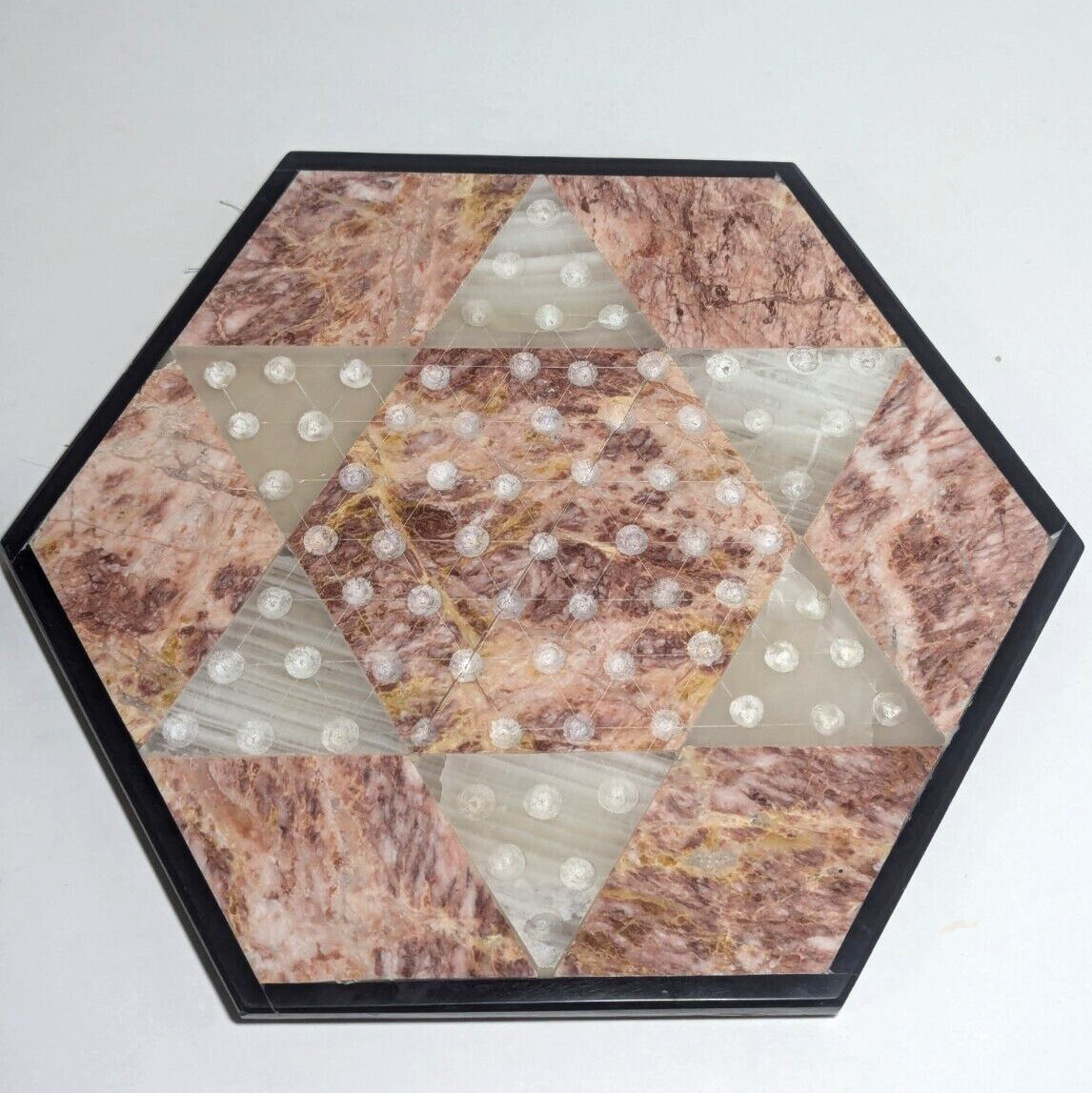 Onyx Marble Chinese Checkers Board Replacement – Pink & White 11-1/2″ Diameter