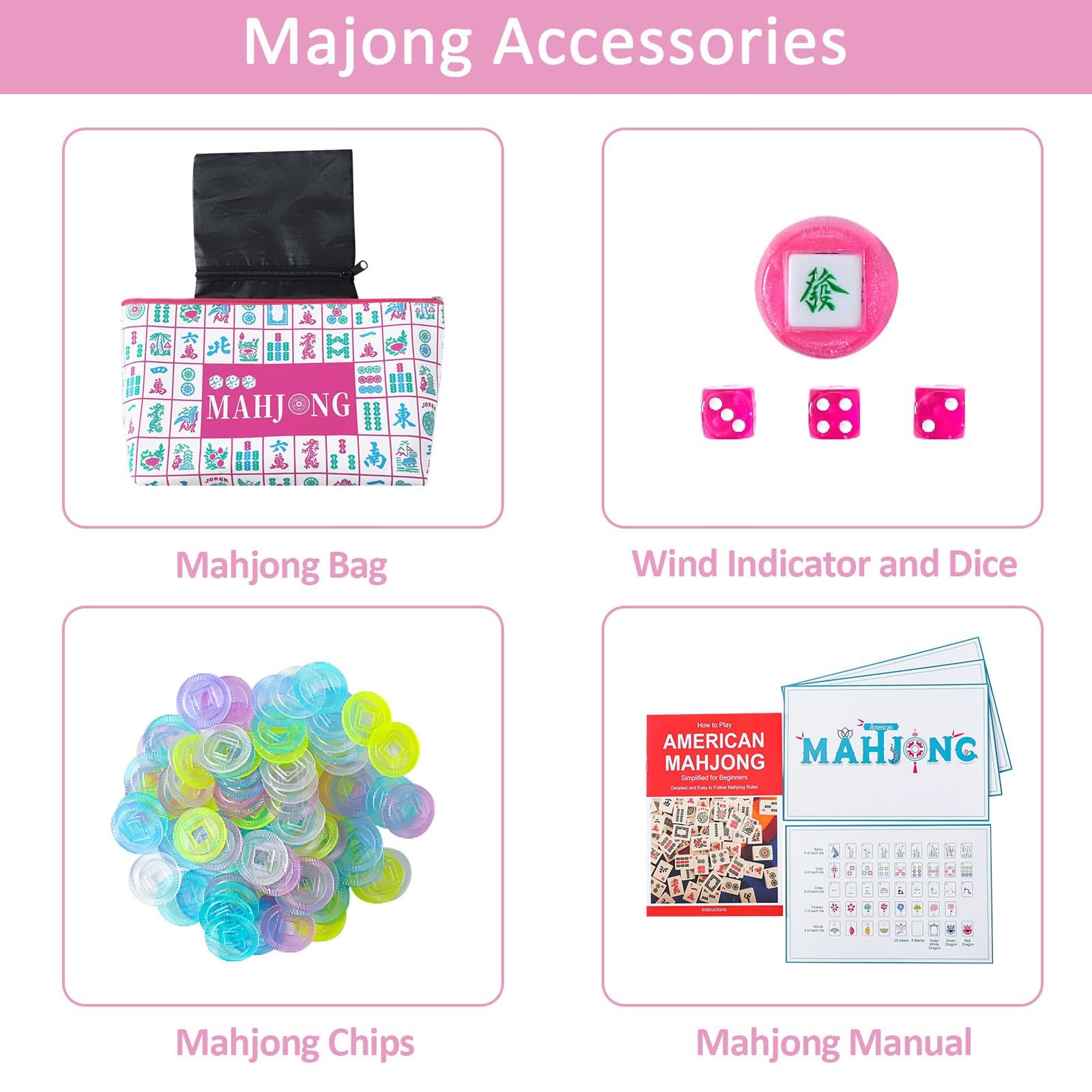 My Mahjong Trove 160 Pink American Printed Mahjong Game Set with Carrying Bag…