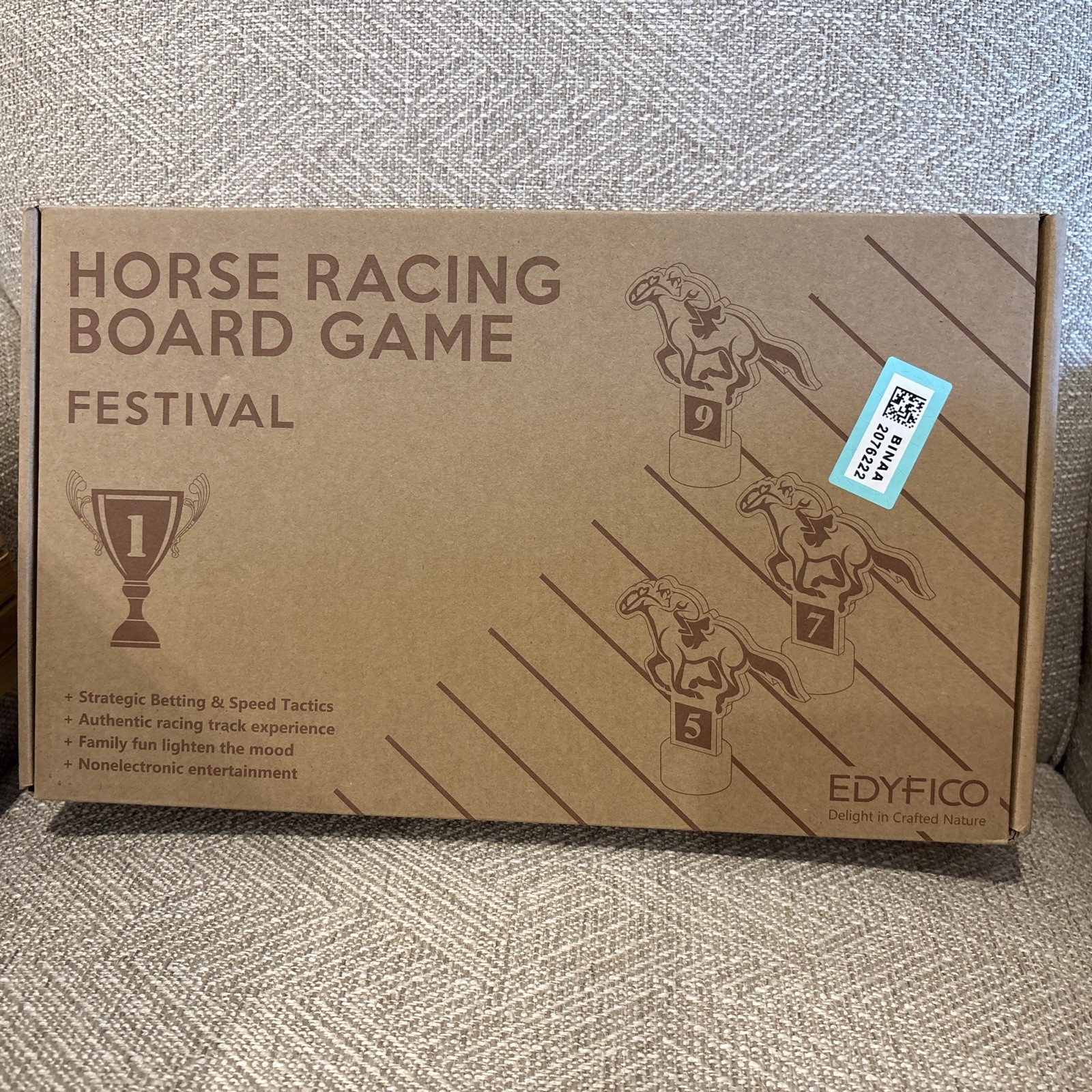 Horse Race Board Game – Solid Wood Horses Chips Cards Dice – New