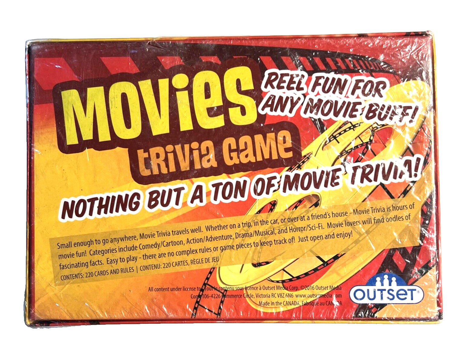 *Movies Trivia Game* Outset Perfect for Movie Buff 220 Cards Canada 2016 Sealed