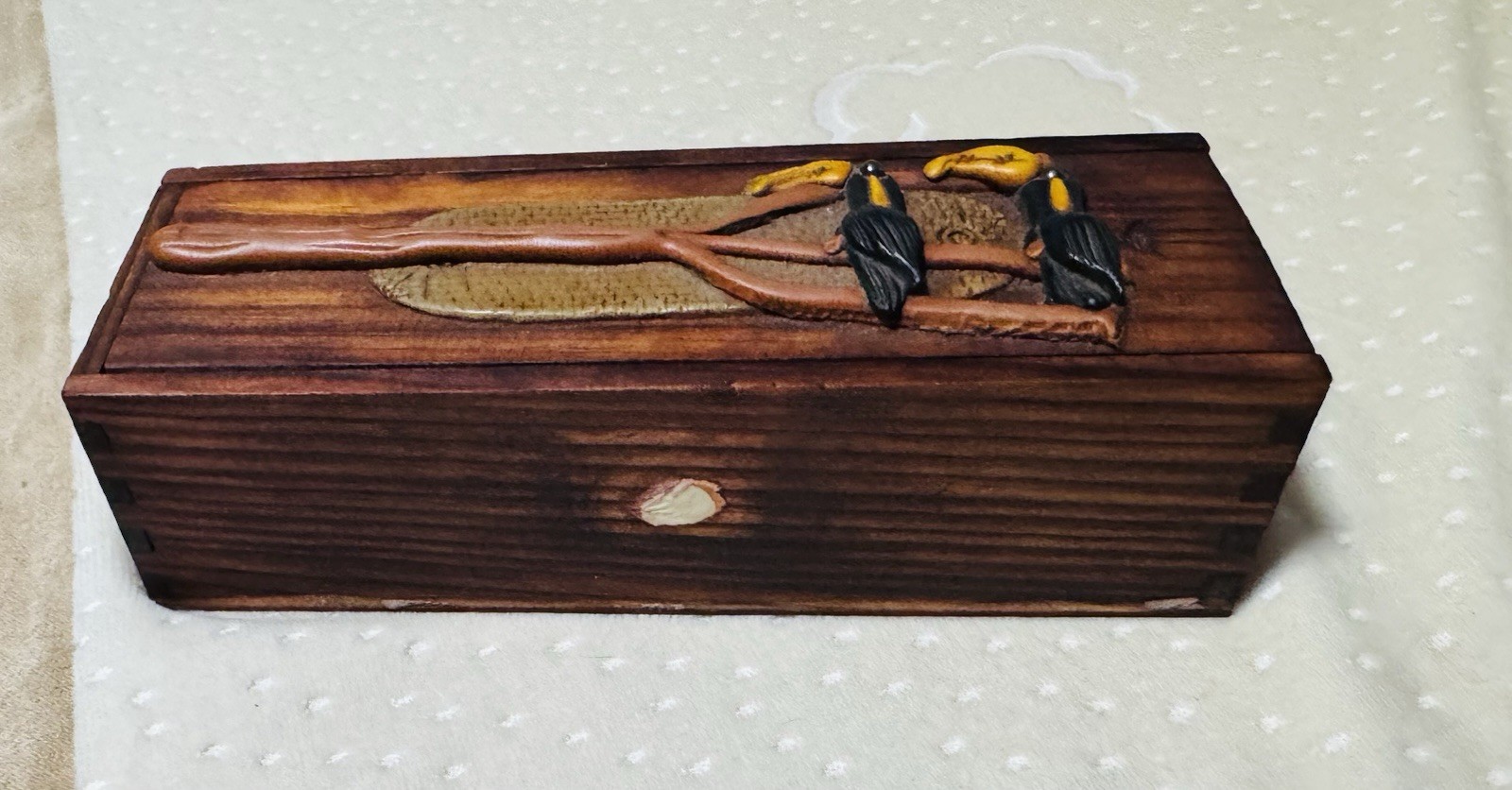 RARE Vintage Hand Carved Wooden Case & Dominos