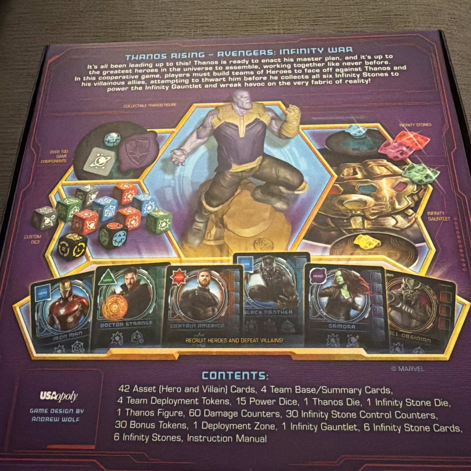 Thanos Rising Avengers Infinity War Board Game USAOpoly Complete Marvel
