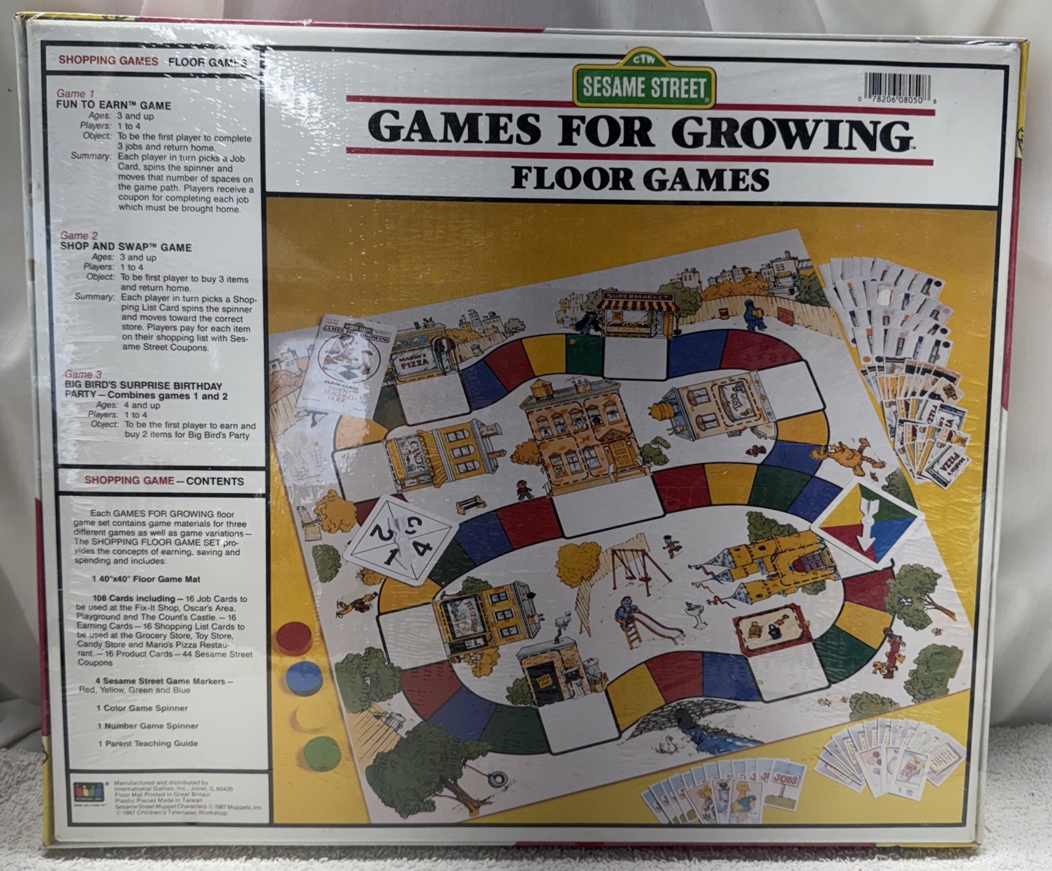 Vtge NEW 1987 Sesame Street Preschool Games for Growing Shopping Floor Games