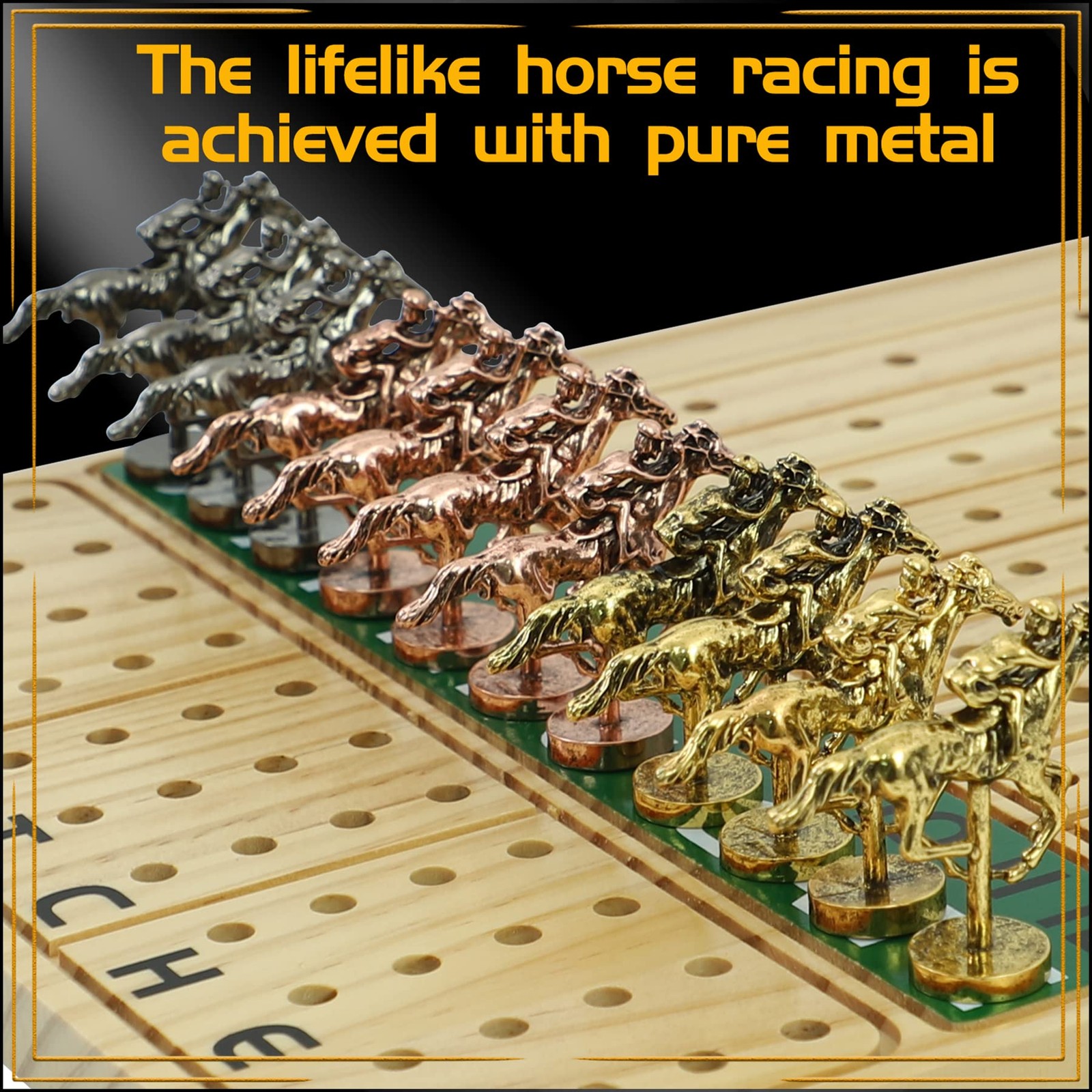 Horse Race Board Game Racing Game Thickened Solid Wood with 11 Luxurious Dura…