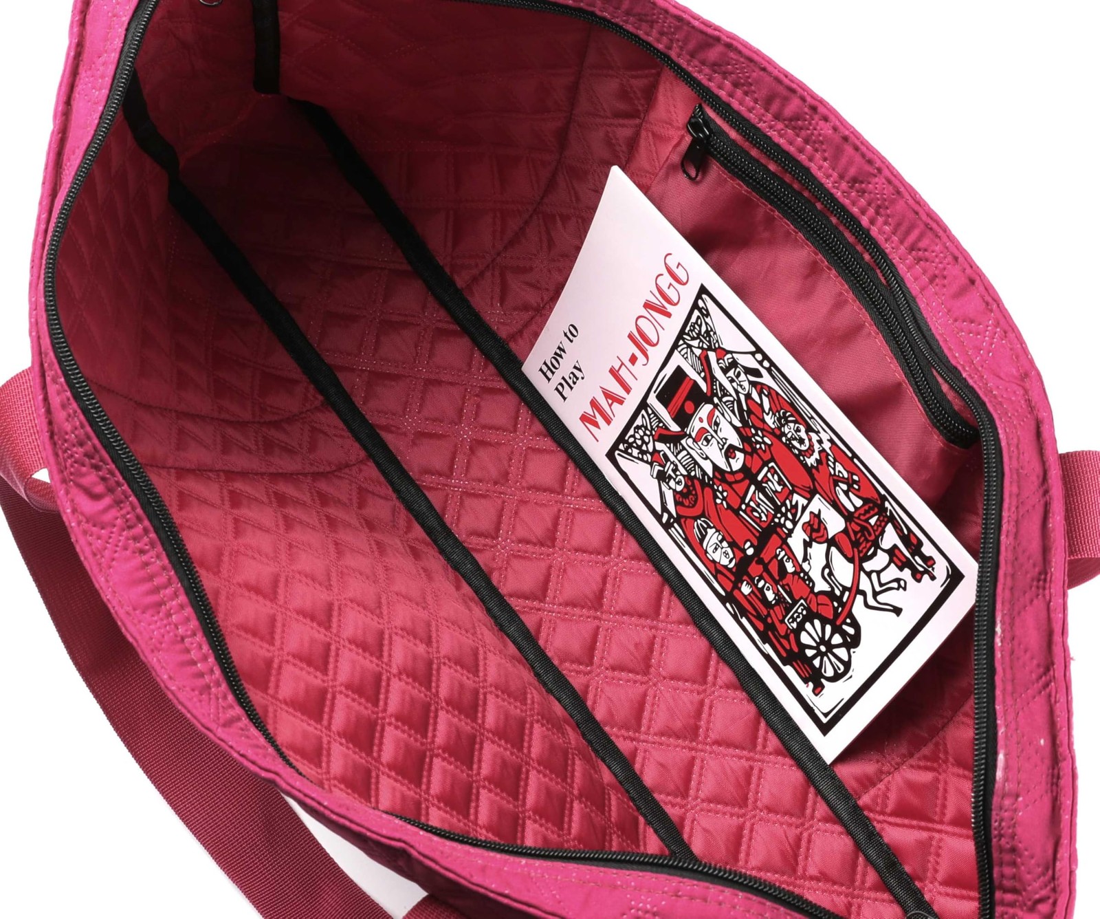 American Mahjong Game Set – Red (Burgundy) Quilted Soft Bag – 166 White Engra…