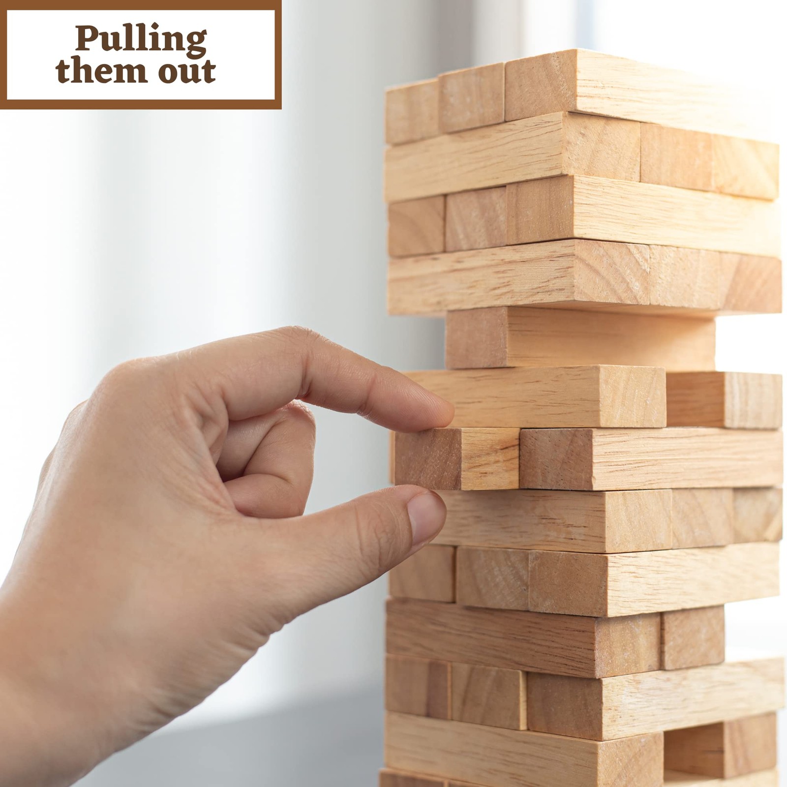 KS Tumbling Tower Game 72 Pieces Challenging Building Blocks Wood Stacking Ba…