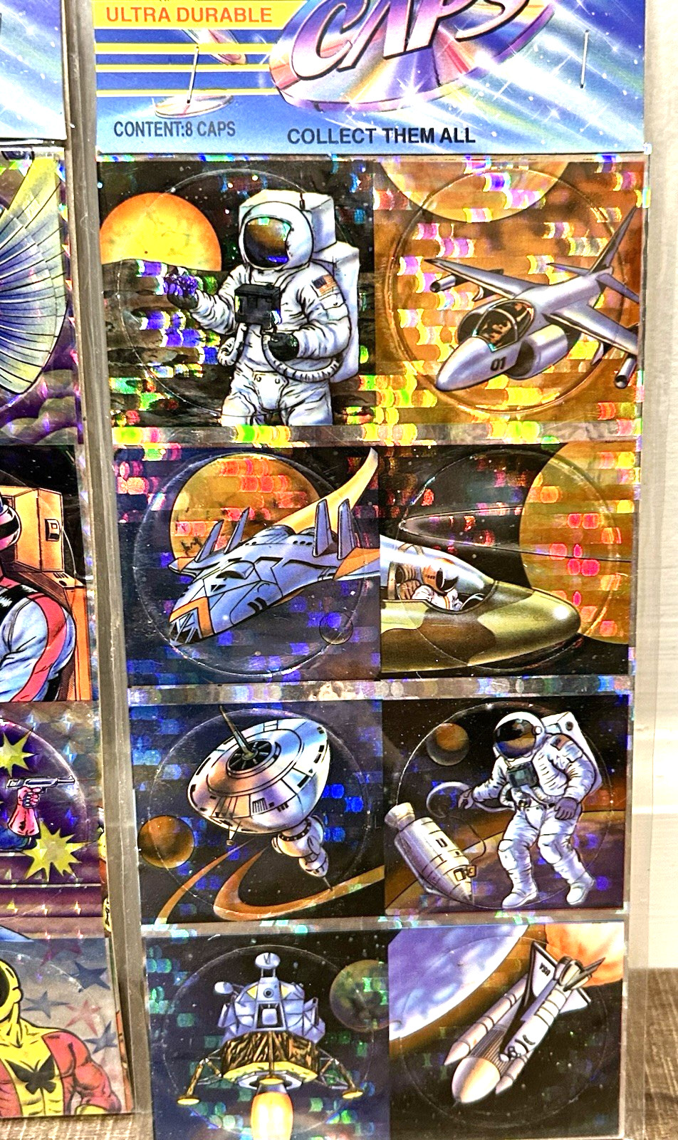 Vintage Laser Caps 90s Pogs Sealed Pack Holographic 3 Packs of 8 (24 Total Pogs)