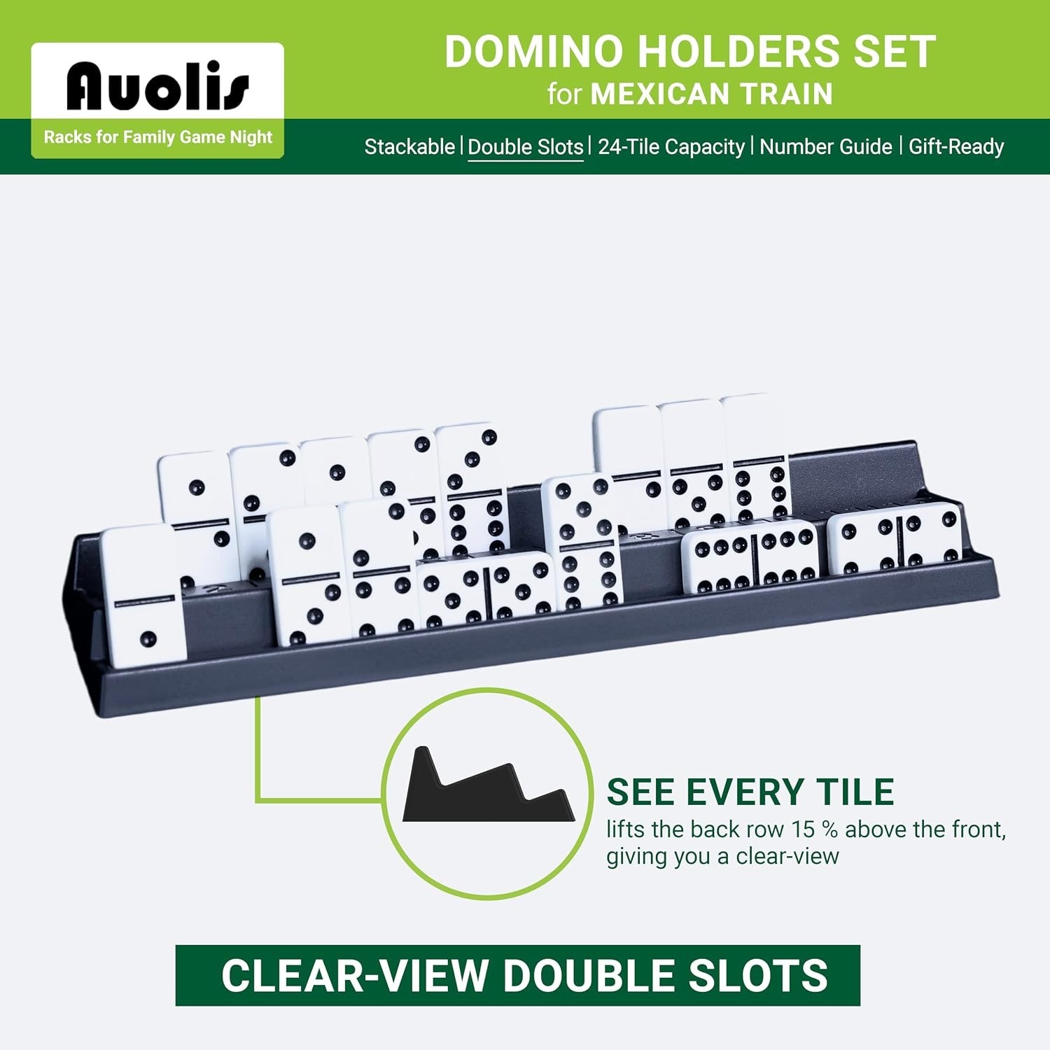 Domino Holders for Mexican Train, Set of 4 Stackable Trays, 24-Tile Capacity …
