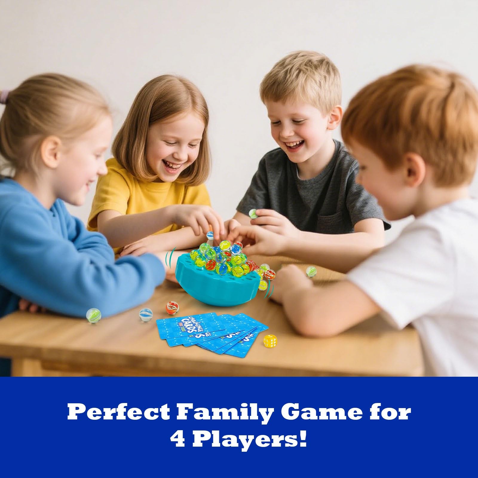 Ninigai Wobble Marble Game – Balance Stacking for Kids 6-12 Small, Blue