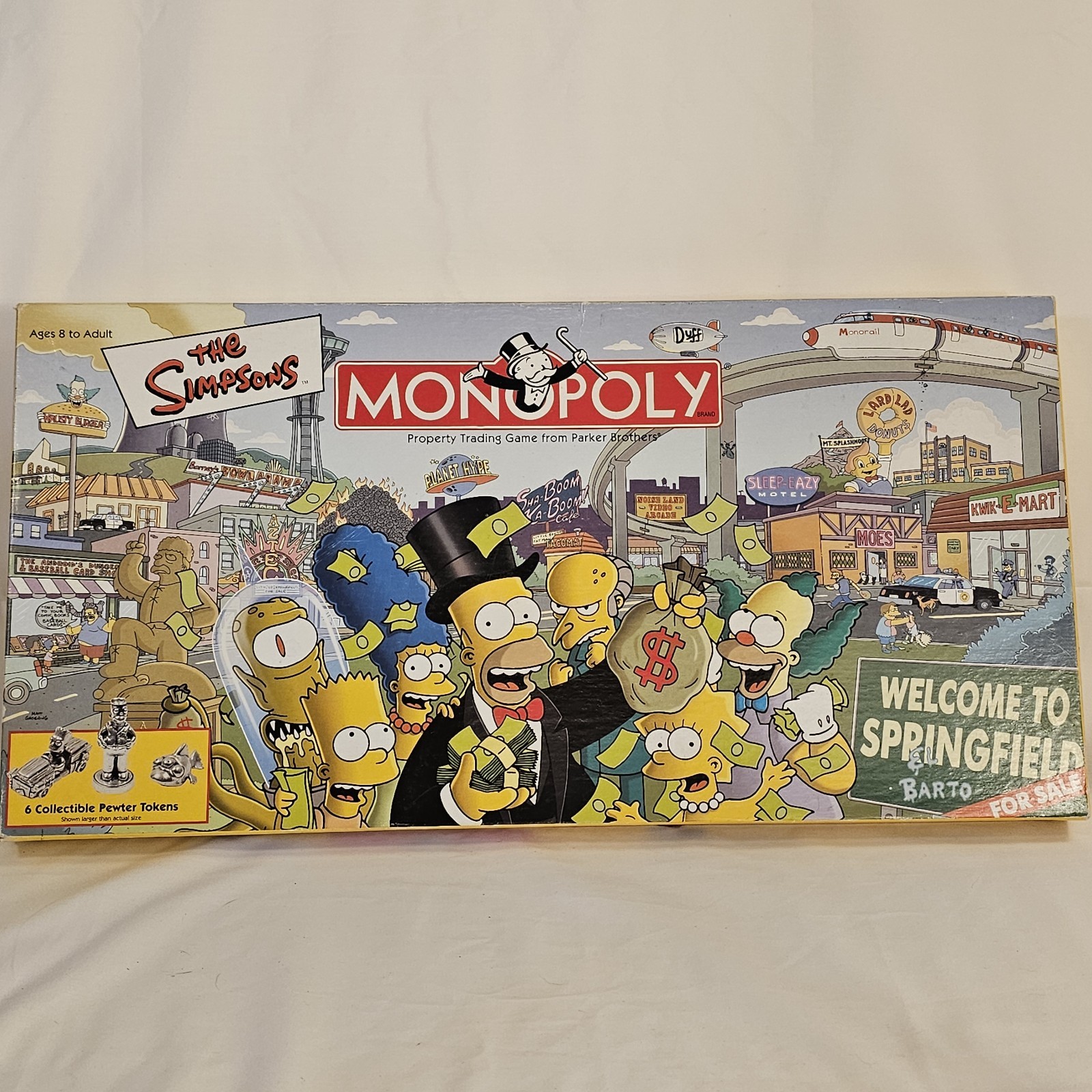 Simpsons Monopoly Board Game 2001 USAopoly Parker Brothers Incomplete 3 Pieces