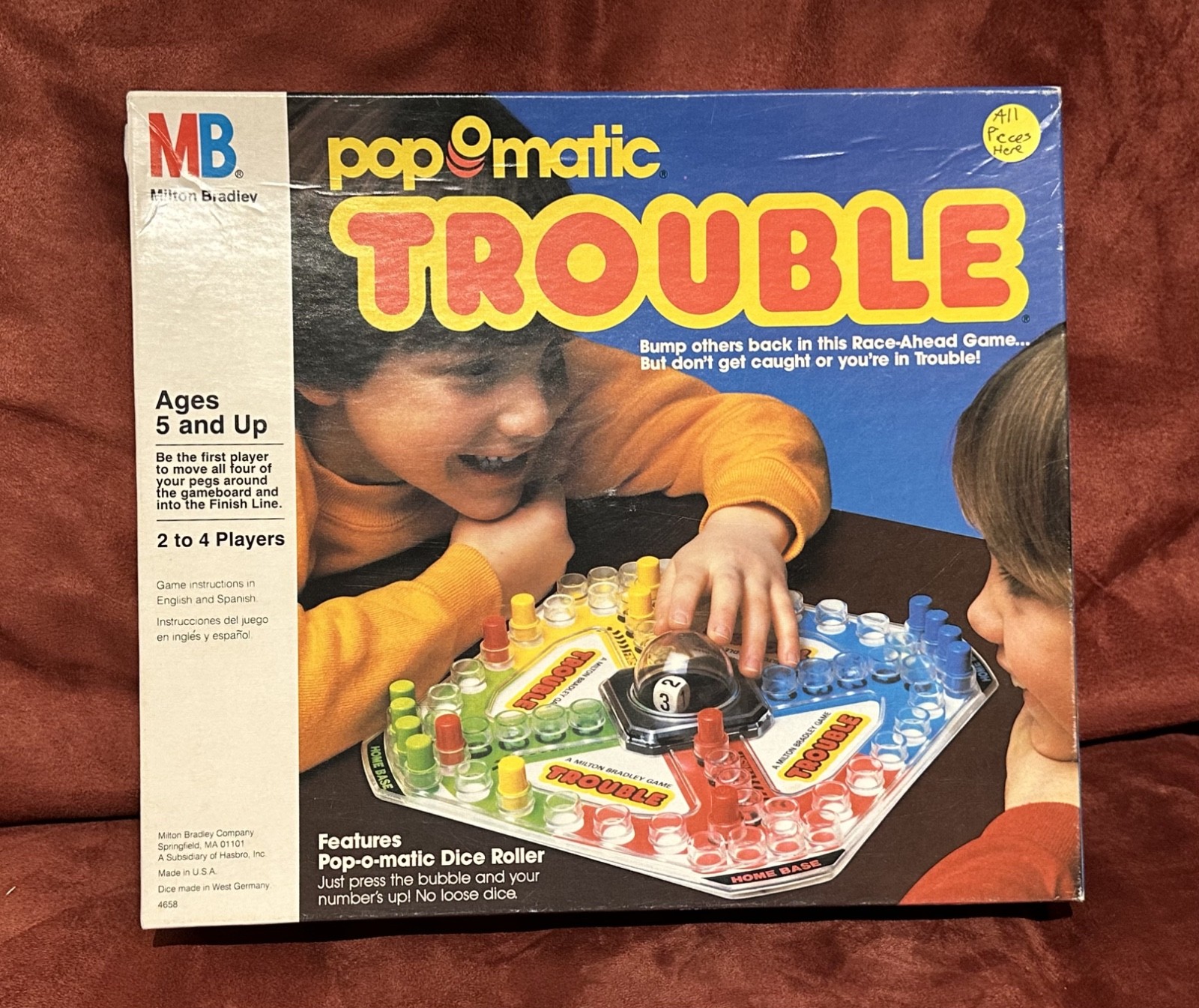 Vintage 1986 Trouble Board Game Pop-O-Matic Milton Bradley Complete & Works