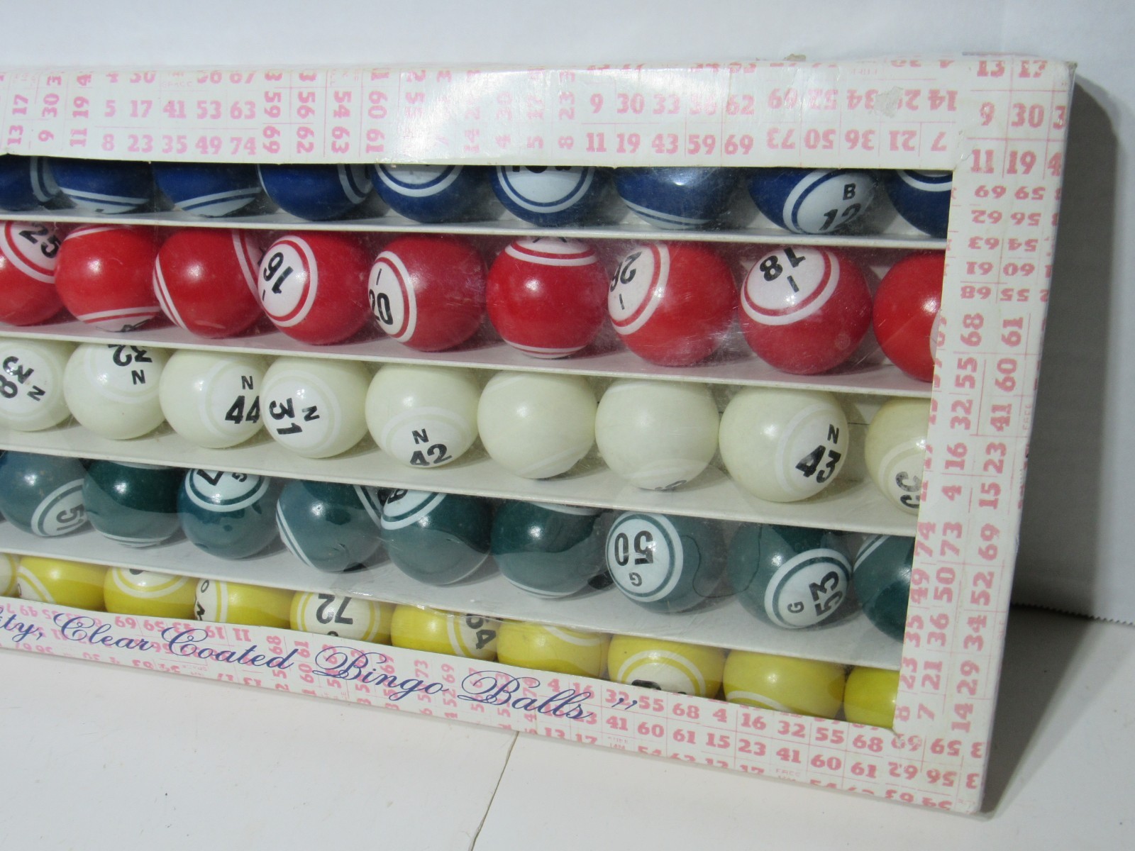 Rare Vintage Hayes Quality Plastic Bingo Balls With Box Complete Multicolor Set