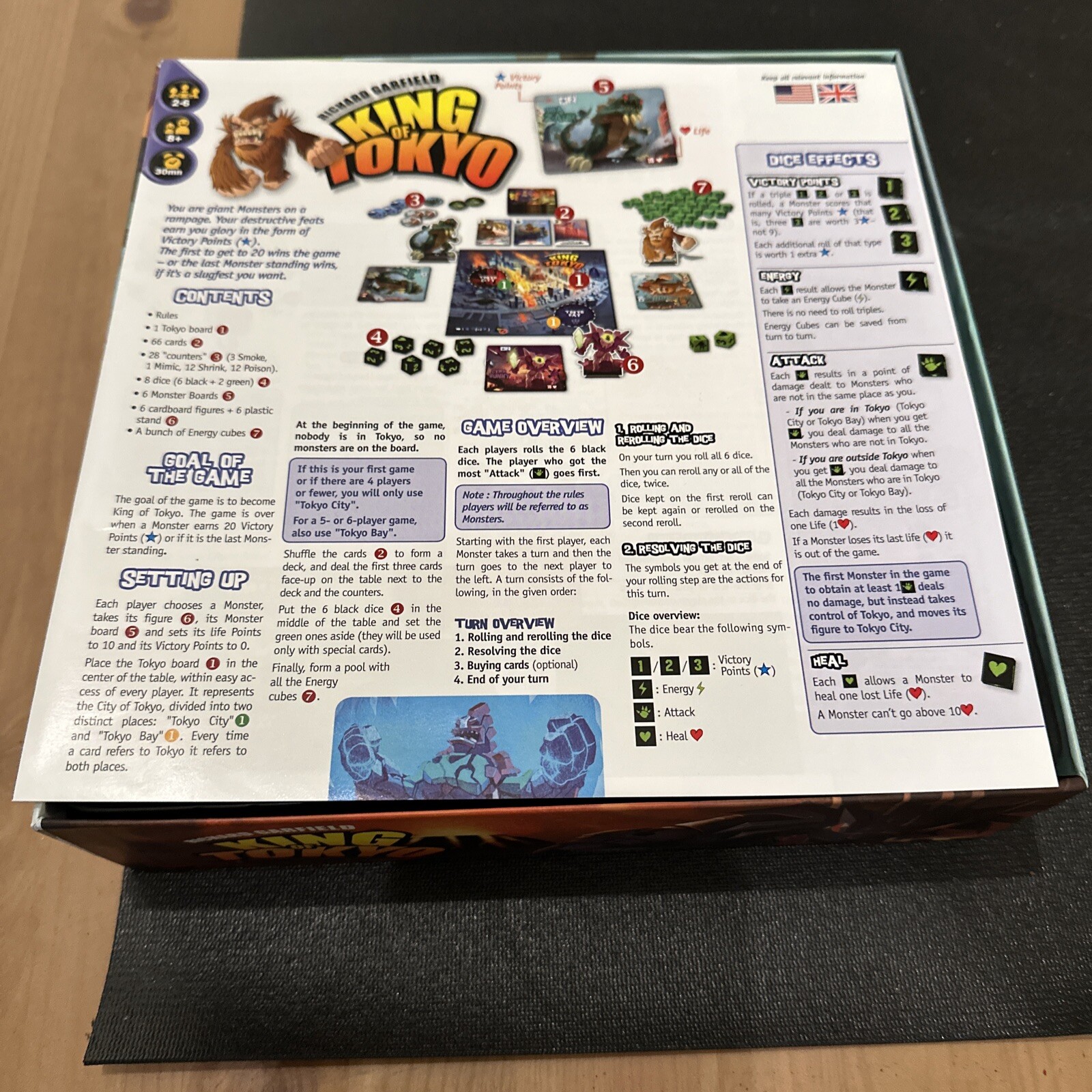 King of Tokyo Board Game IELLO Richard Garfield 2014 – Complete
