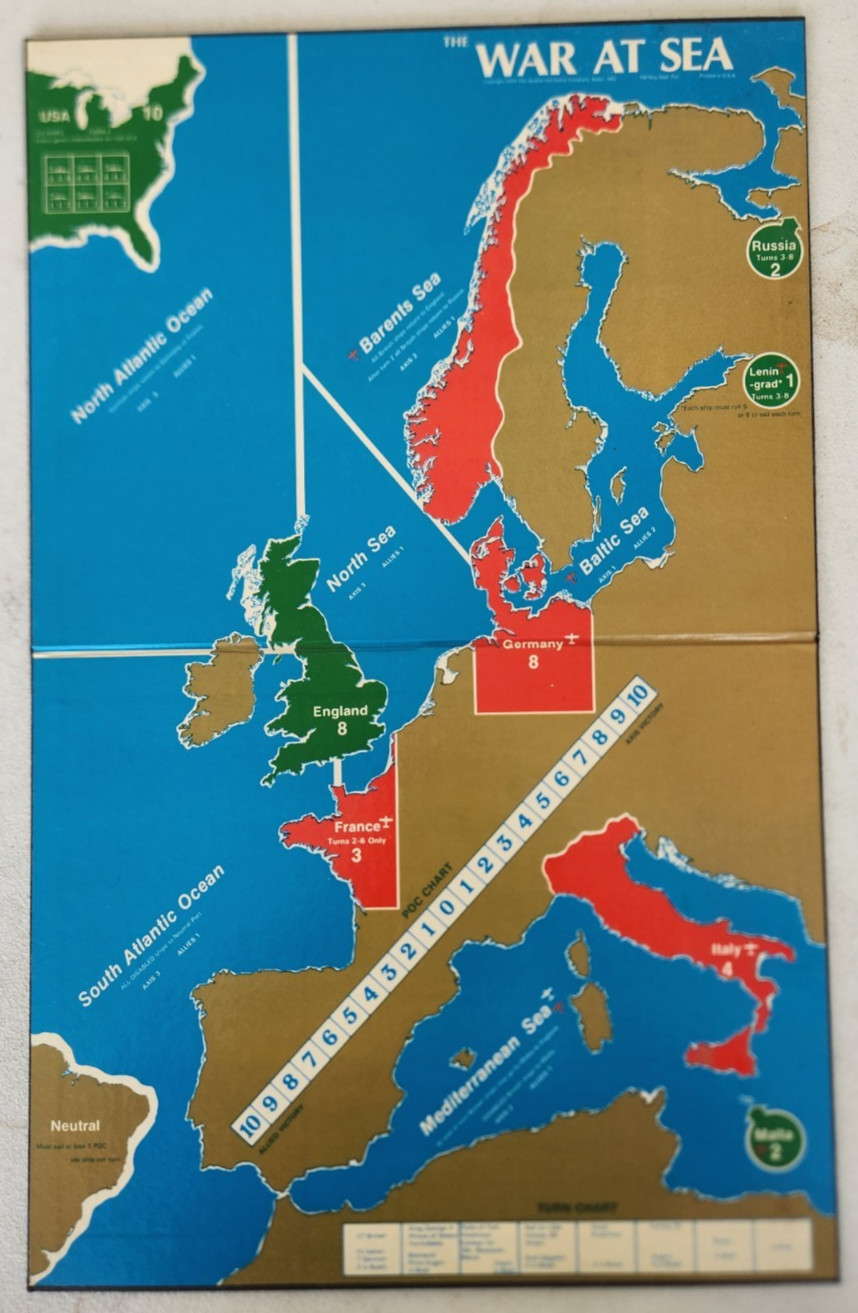 1976 Avalon Hill War At Sea No. 705 World War II Board Game Naval Realistic War
