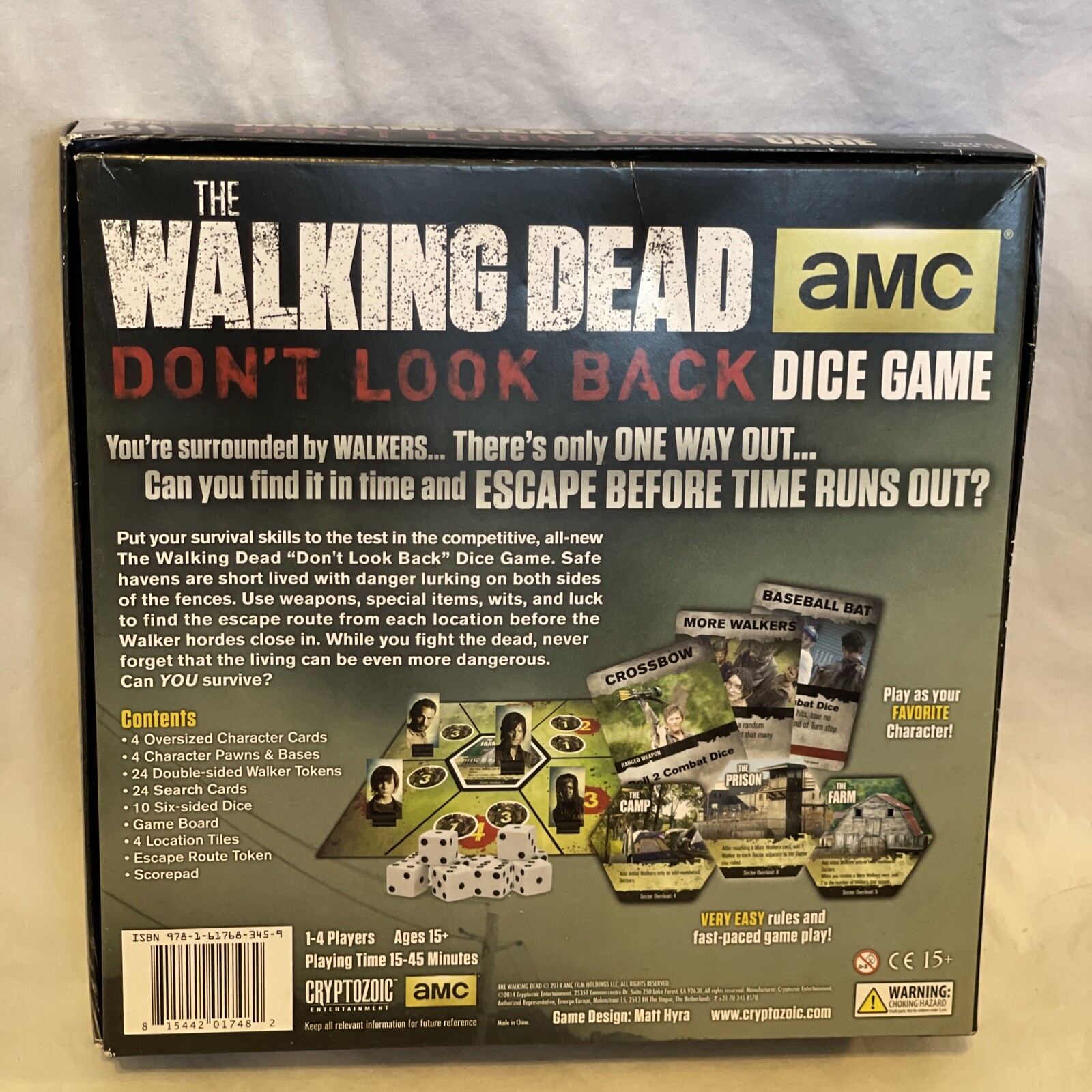 AMC The Walking Dead Don’t Look Back Dice Board Game Complete Clean