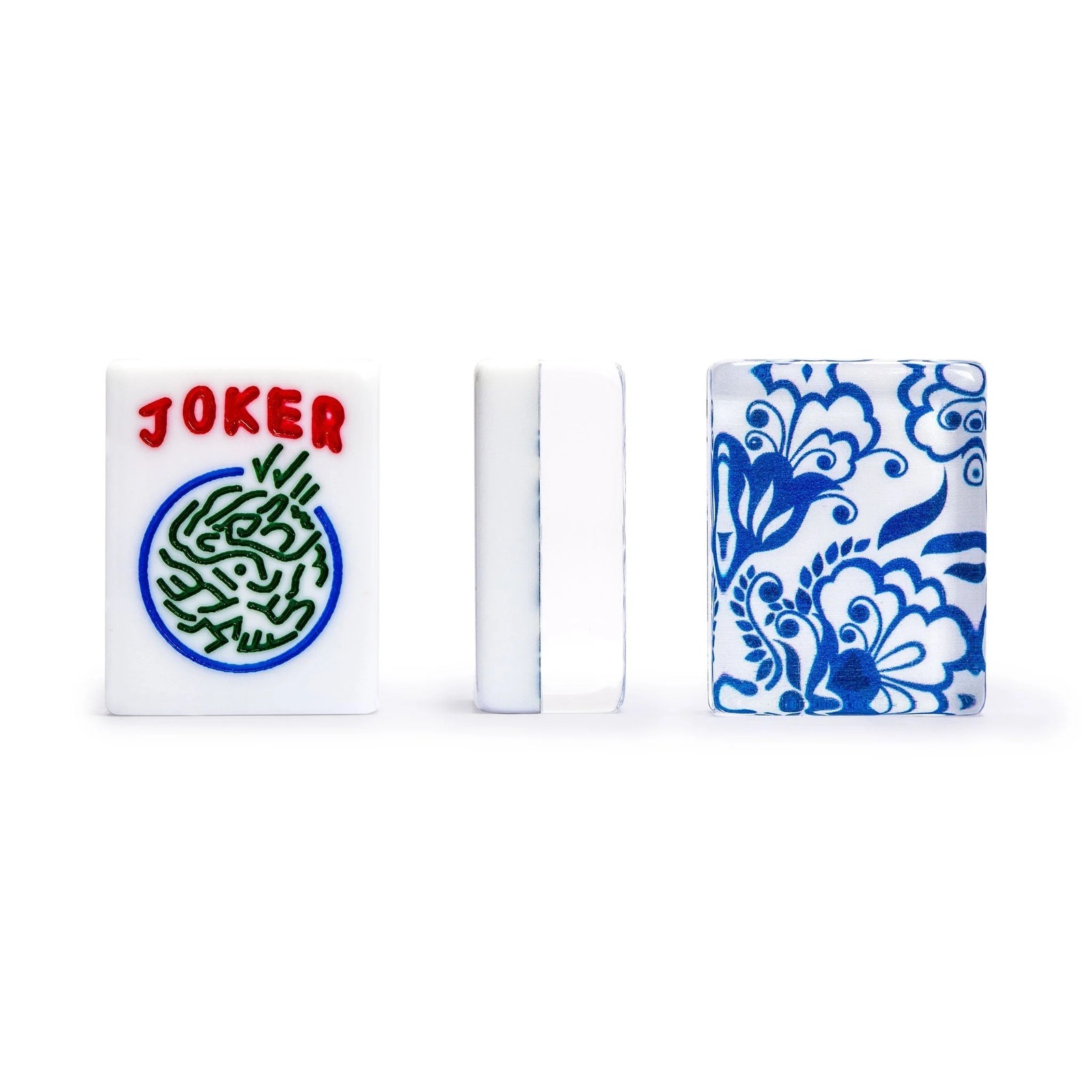 American Mahjong “Chinoise II” Floral Blue Racks Pushers Coins US-AF032-A New