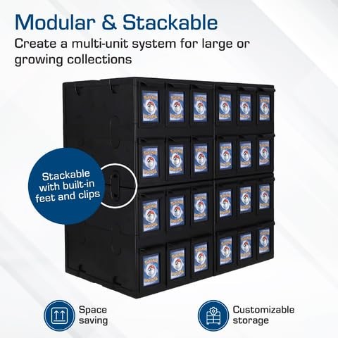 Card Catalog 6 Drawer Stackable Trading Organizer Black BCW Holds Sports Cards
