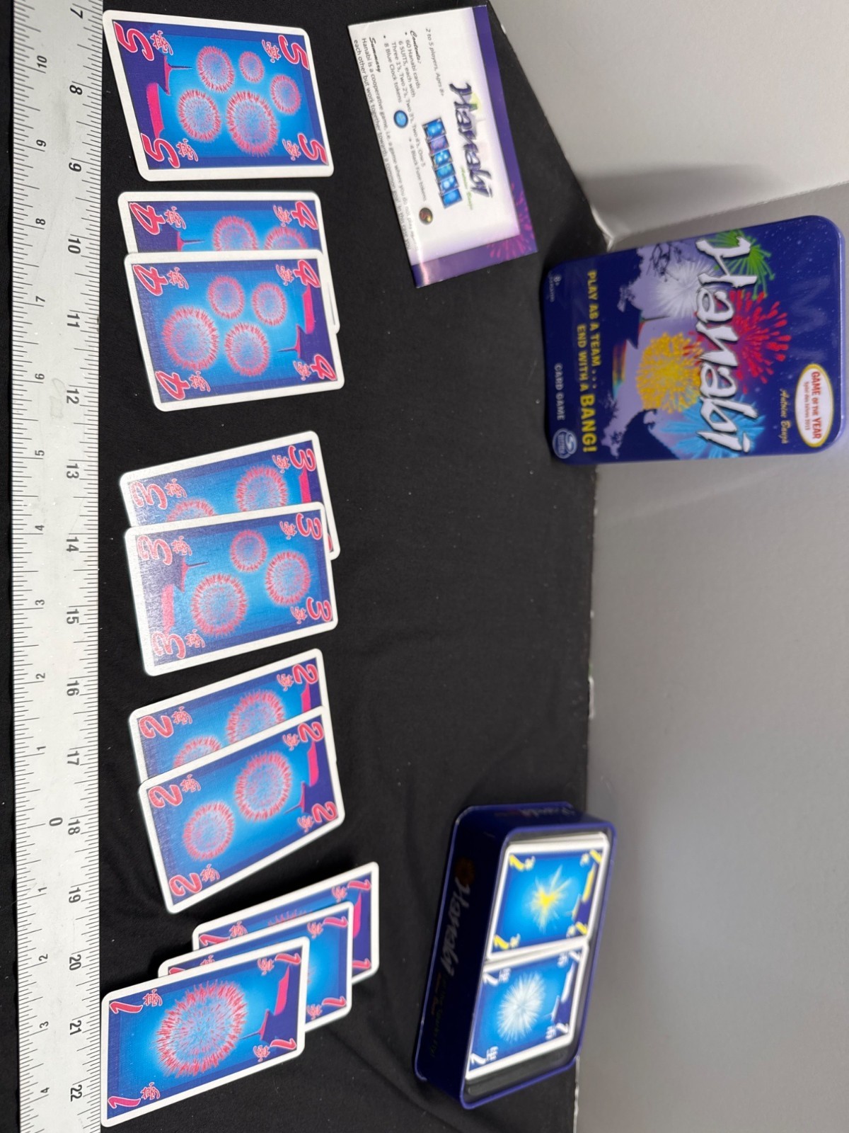 R&R Games Hanabi Fireworks Card Game Tin Travel Game Complete Excellent Light Sc