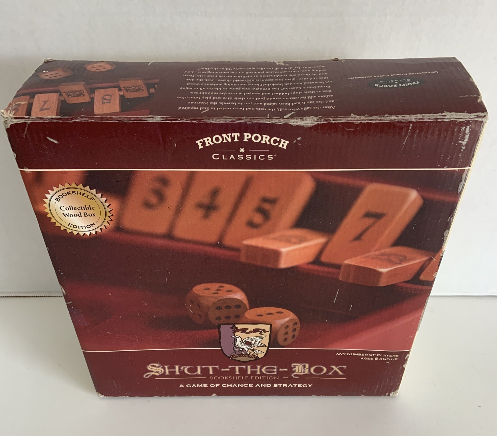 Shut The Box Wooden Bookshelf Edition Strategy Game Front Porch Classics