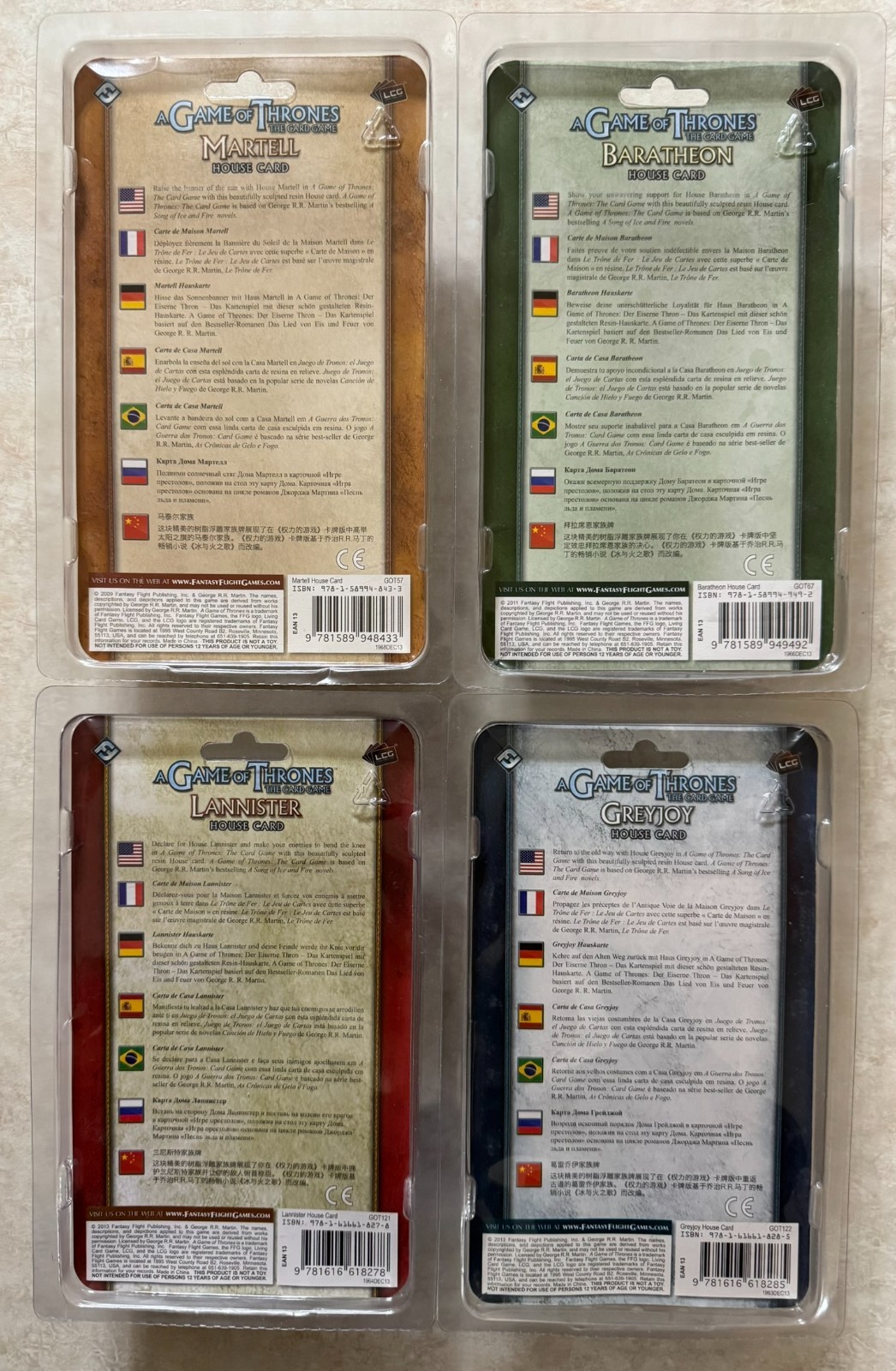 Game of Thrones LCG: Resin House Cards Martell Baratheon Lannister Greyjoy