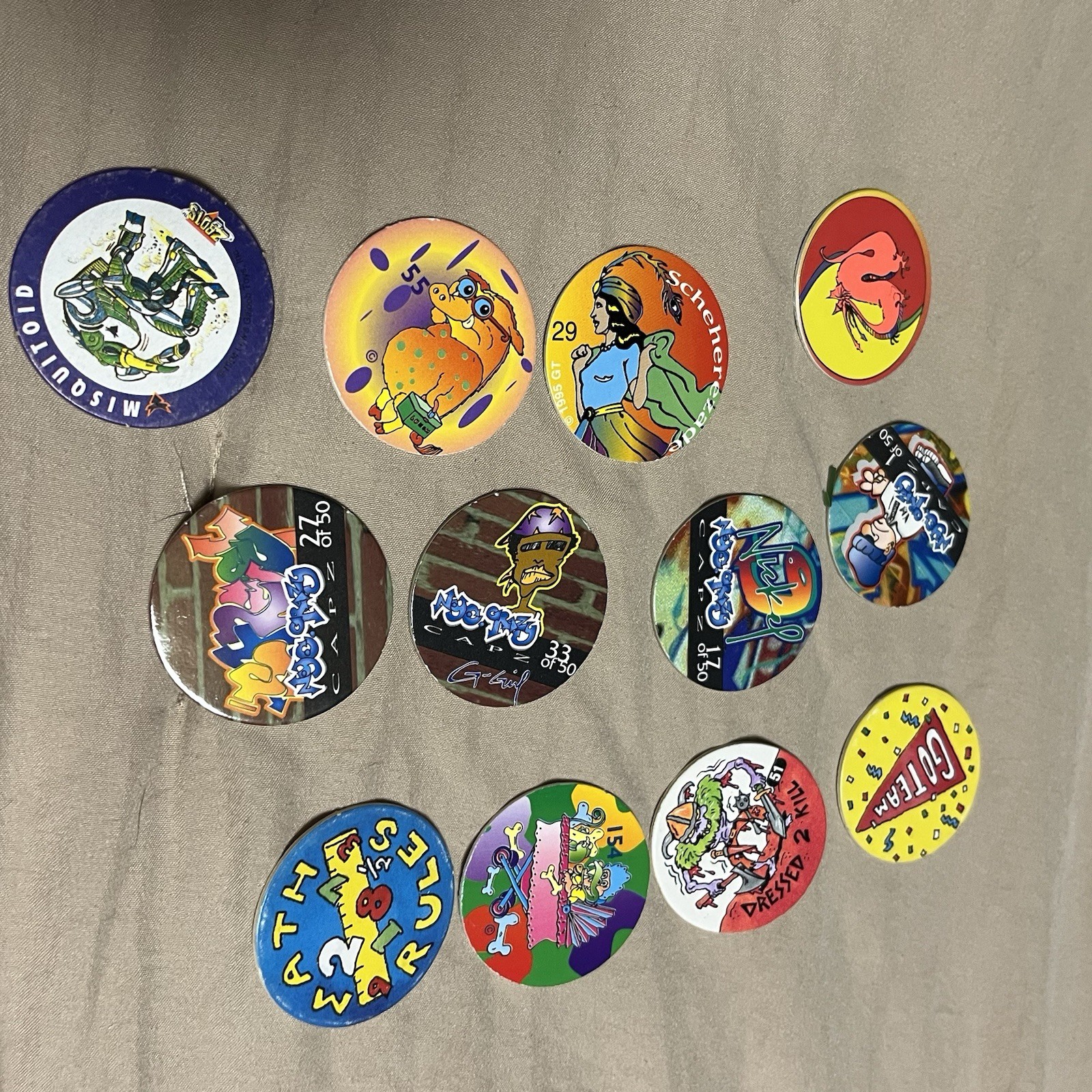 Vintage 1994 World POG Federation Game Set LOT Hologram Foil Thrilla Gorilla
