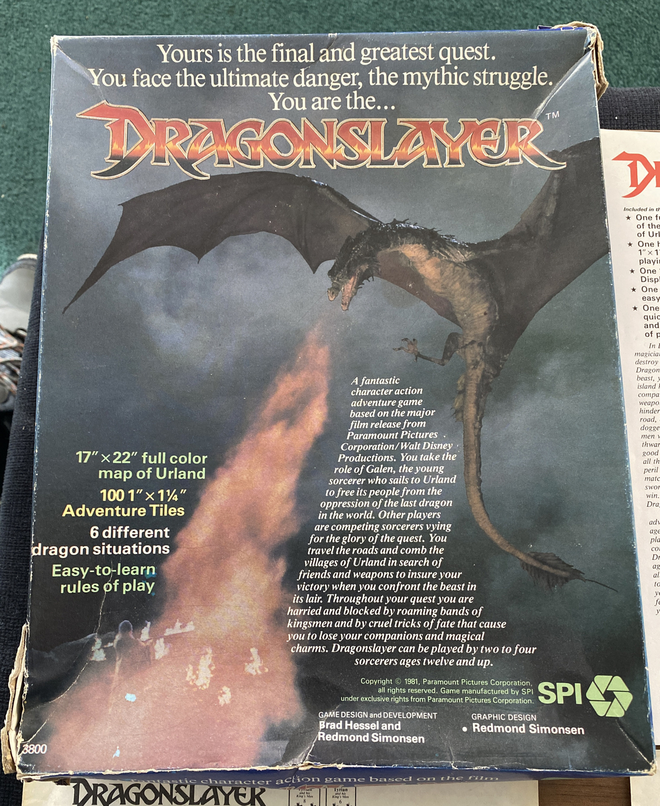 DRAGONSLAYER by SPI — 100% Complete Vintage Board Game with Punched Chips