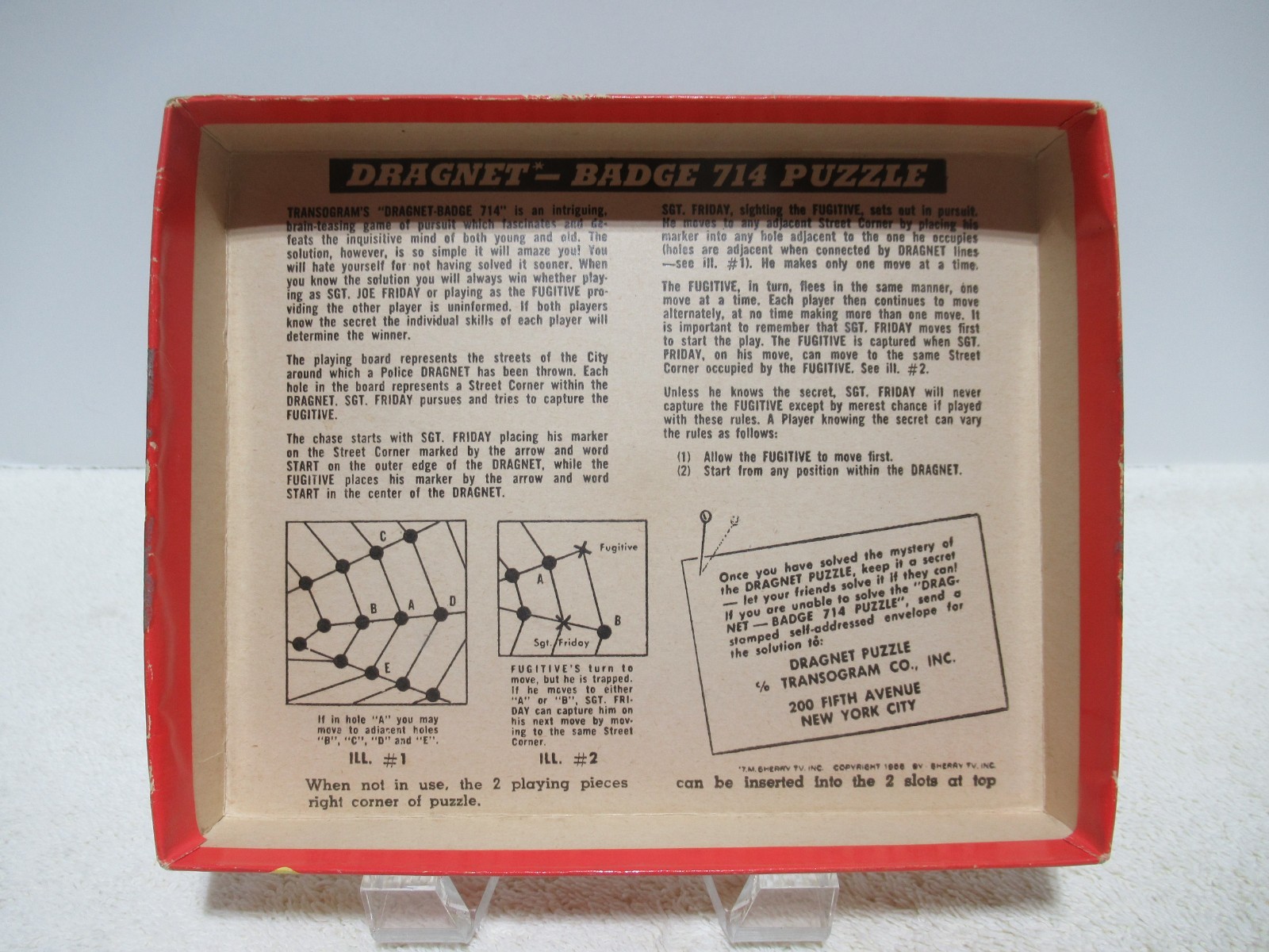 DRAGNET BADGE #714~BRAIN TEASER PUZZLE~VINTAGE 1955~TRANSOGRAM CO.