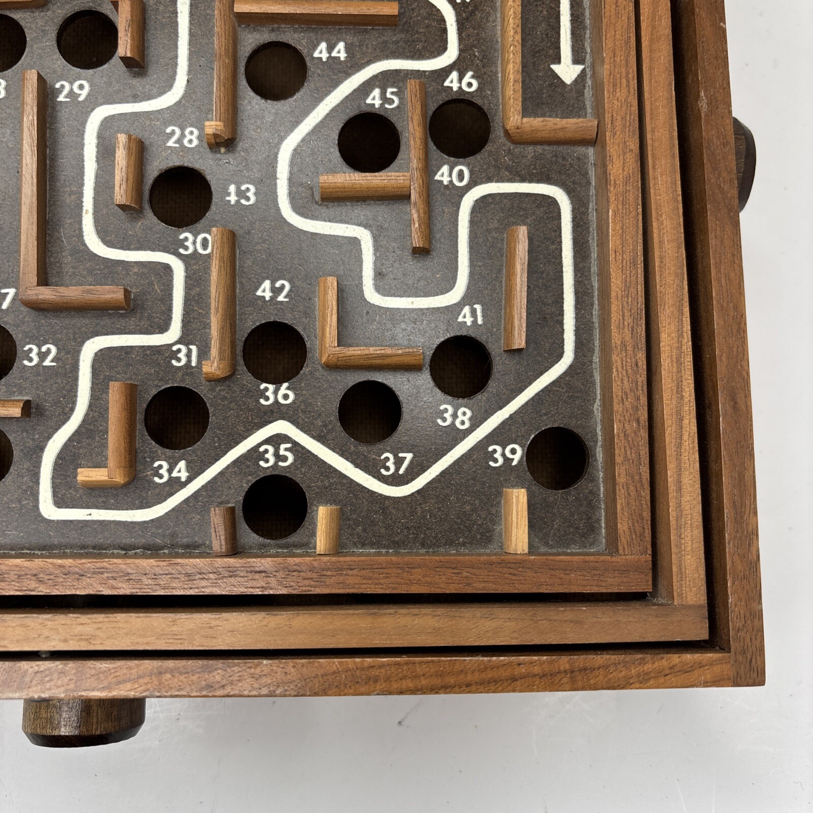 Vtg 80s Labyrinth Wooden Steel Ball Marble Tilting Maze Puzzle Game Roll-A-Maze