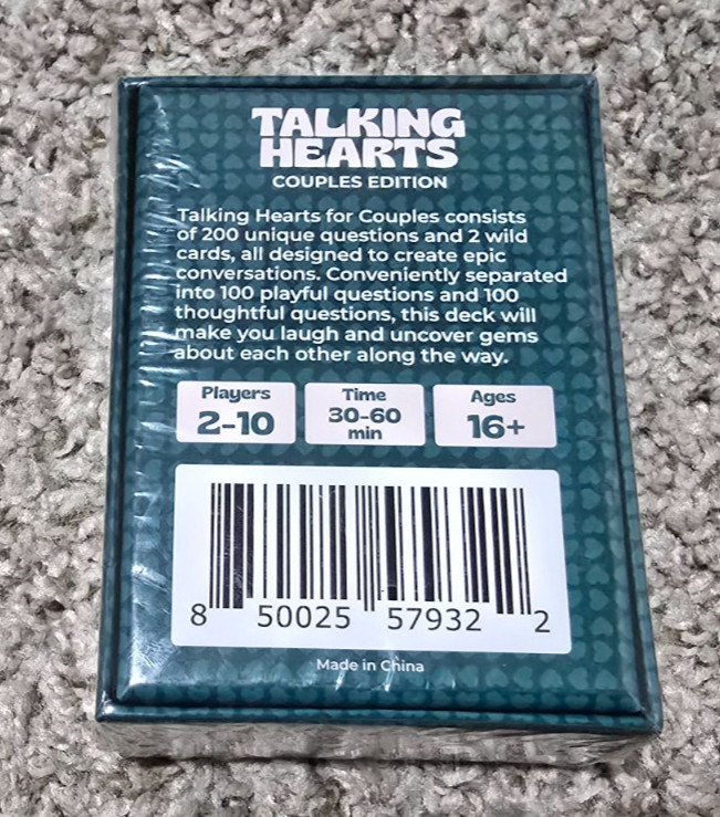 Talking Hearts Conversation Cards Couples Edition Game for Date Nights 200 Ques