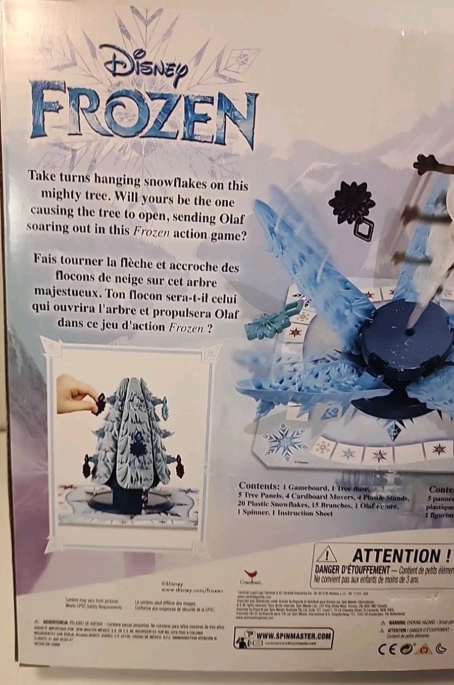 Disney Frozen Frantic Forest Olaf Board Game By Cardinal Spinmaster.
