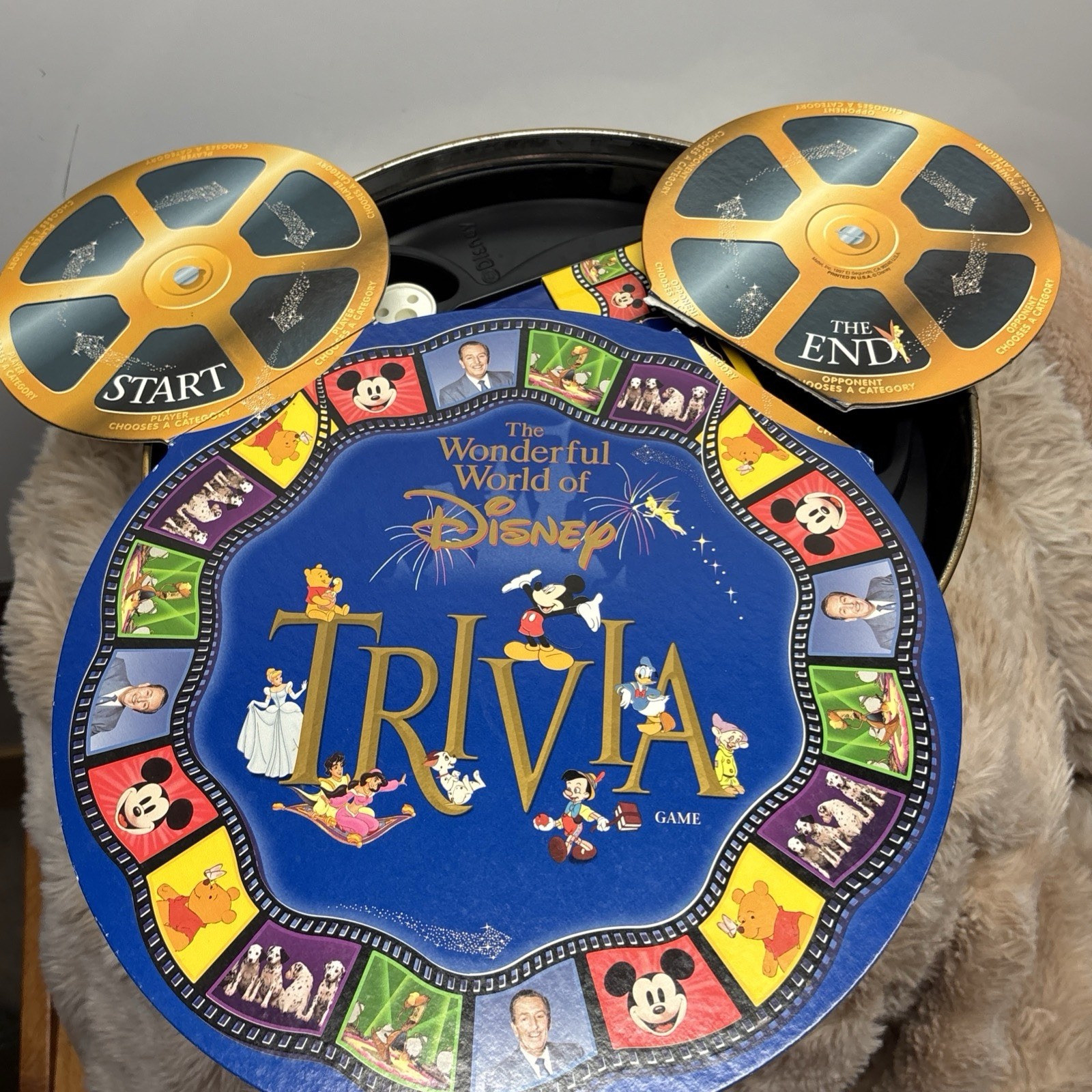 Disney Trivia Board Game The Wonderful World of 1997 Metal Tin w/Add on Pack