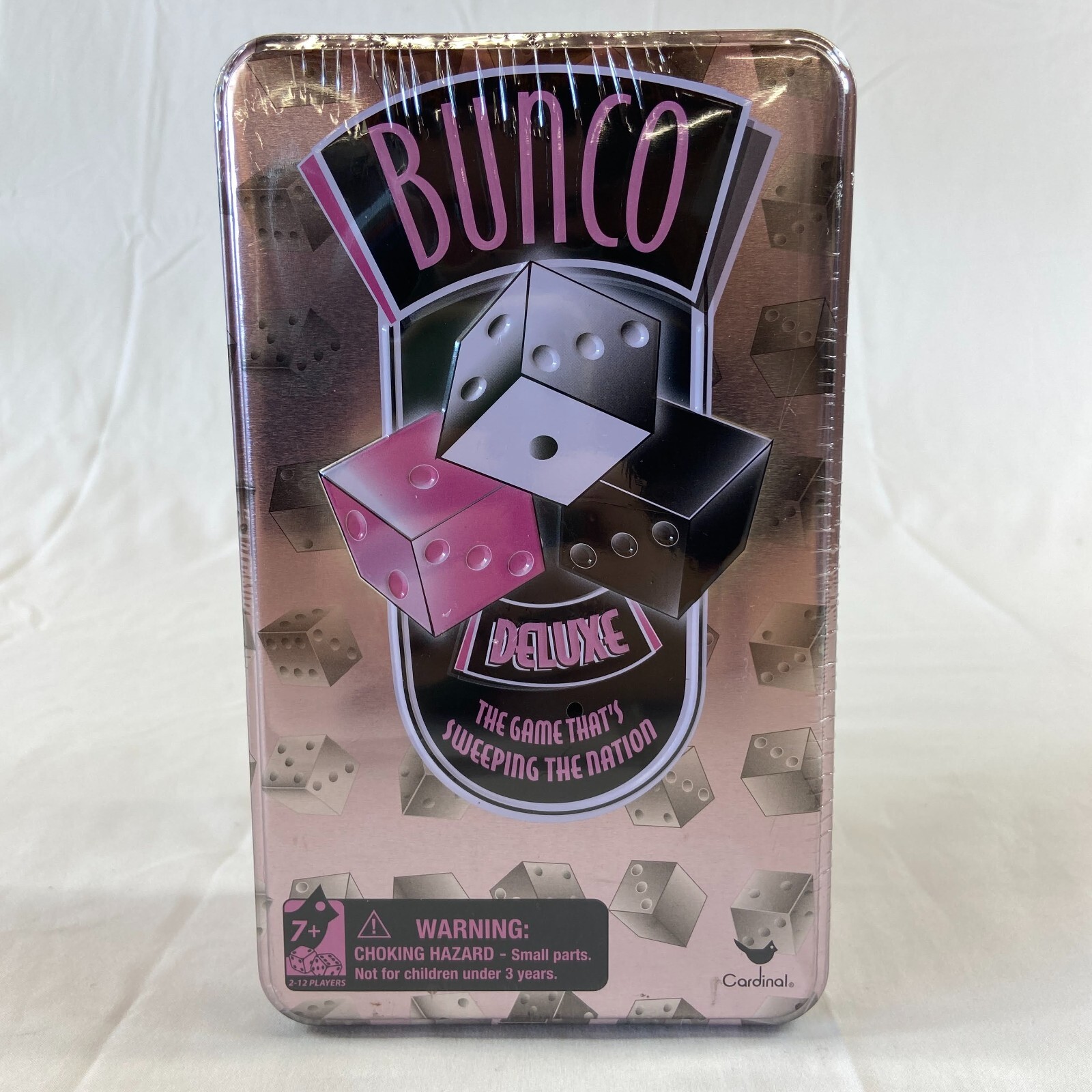 Bunco Deluxe Dice Game Tin Cardinal 9 Dice 2 to 12 Players 7 Plus New in Package