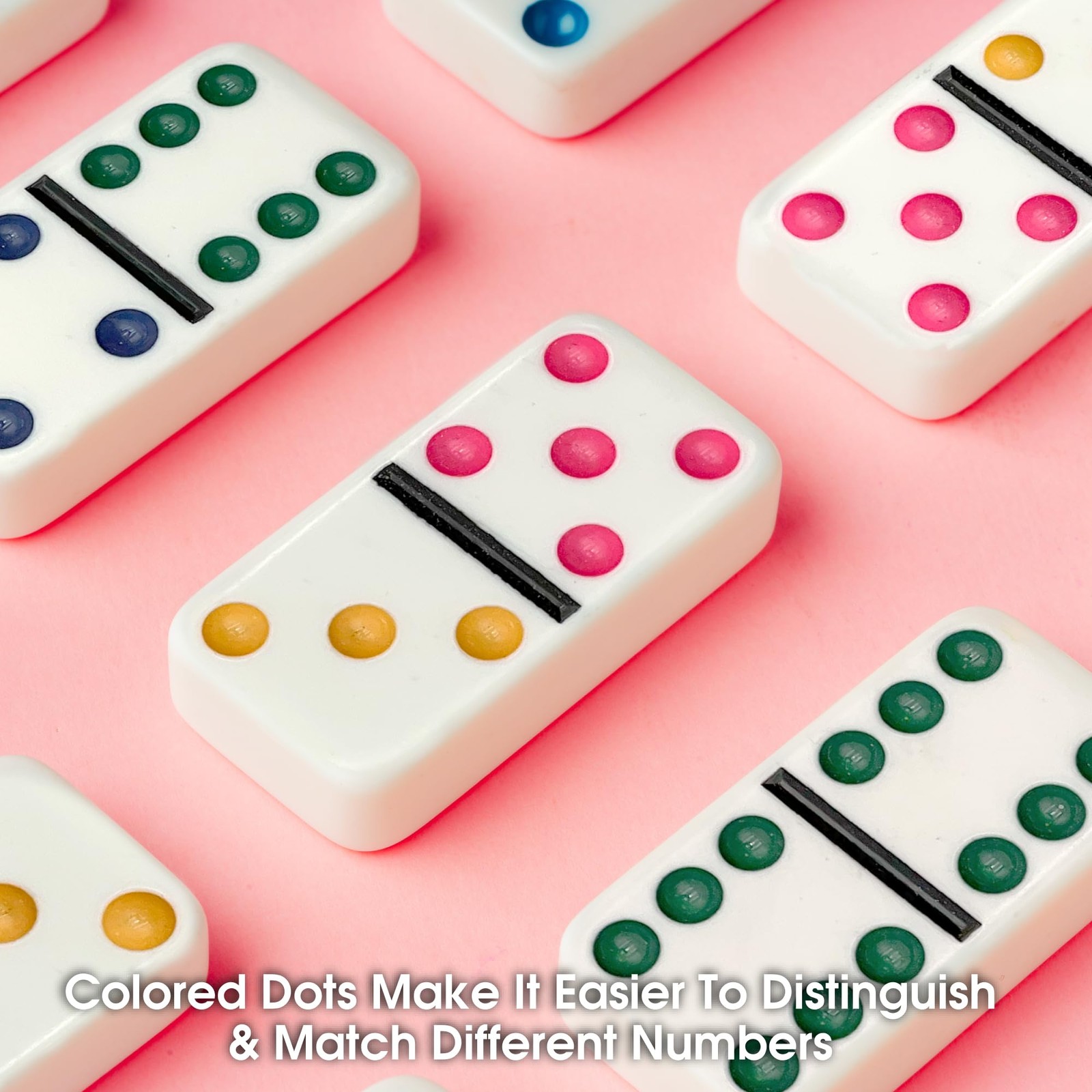 CHH 2322 Double 6 Jumbo Dominoes with Color 8.25 x 4.75 x 1.38 inches, White