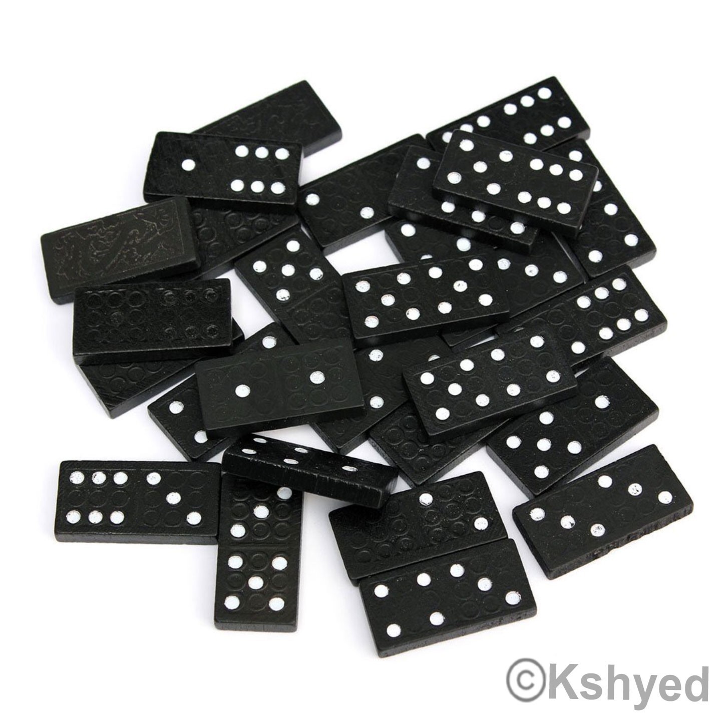 DOUBLE SIX DOMINOES MINI DOMINO SET OF 28 BLACK TILES WITH WOOD CASE (1 Pack)