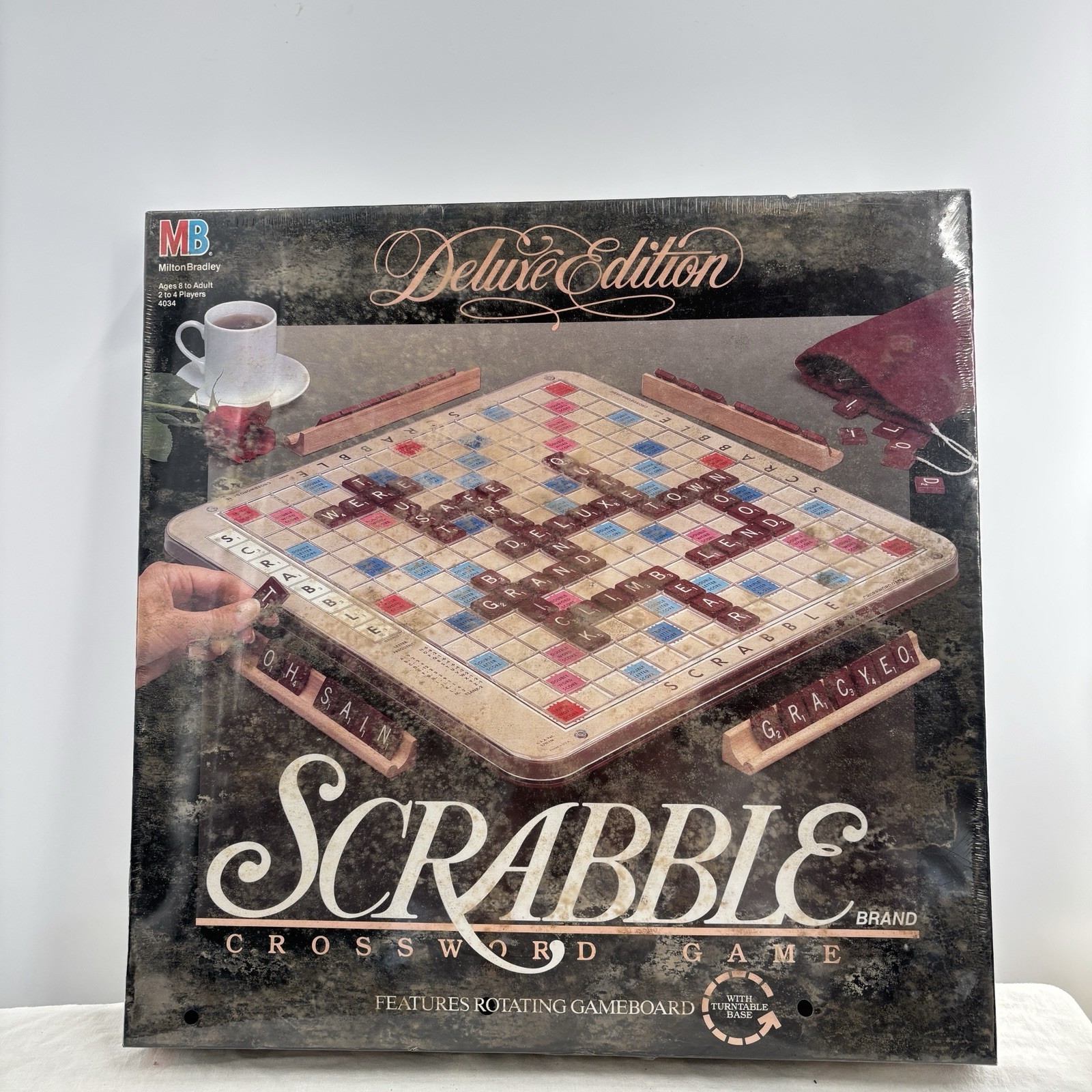 1989 Scrabble Deluxe Edition Rotating Board Milton Bradley 4034 VTG New READ