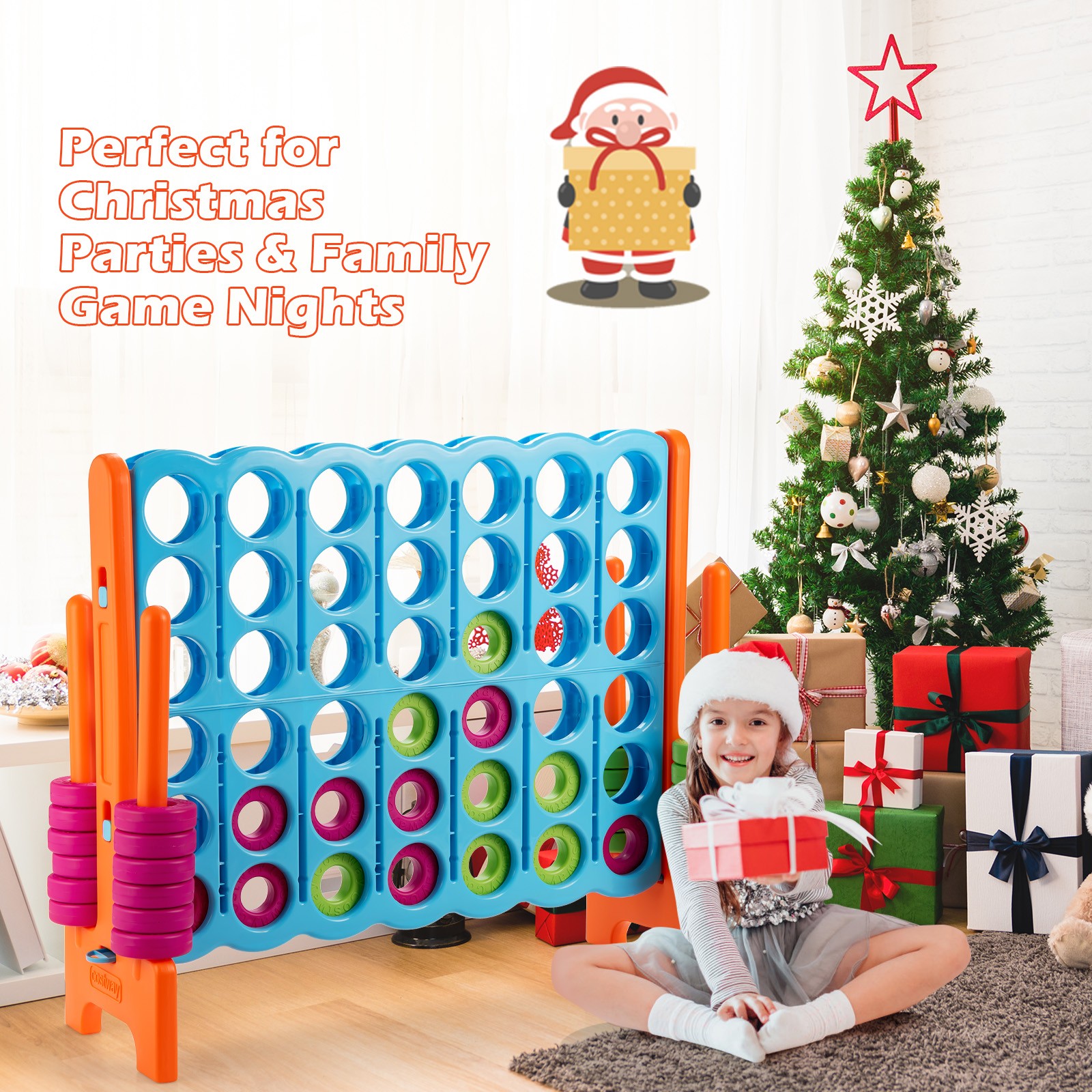 Jumbo 4-to-Score 4 in A Row Giant Game Set Indoor Outdoor Kids Adults Family Fun