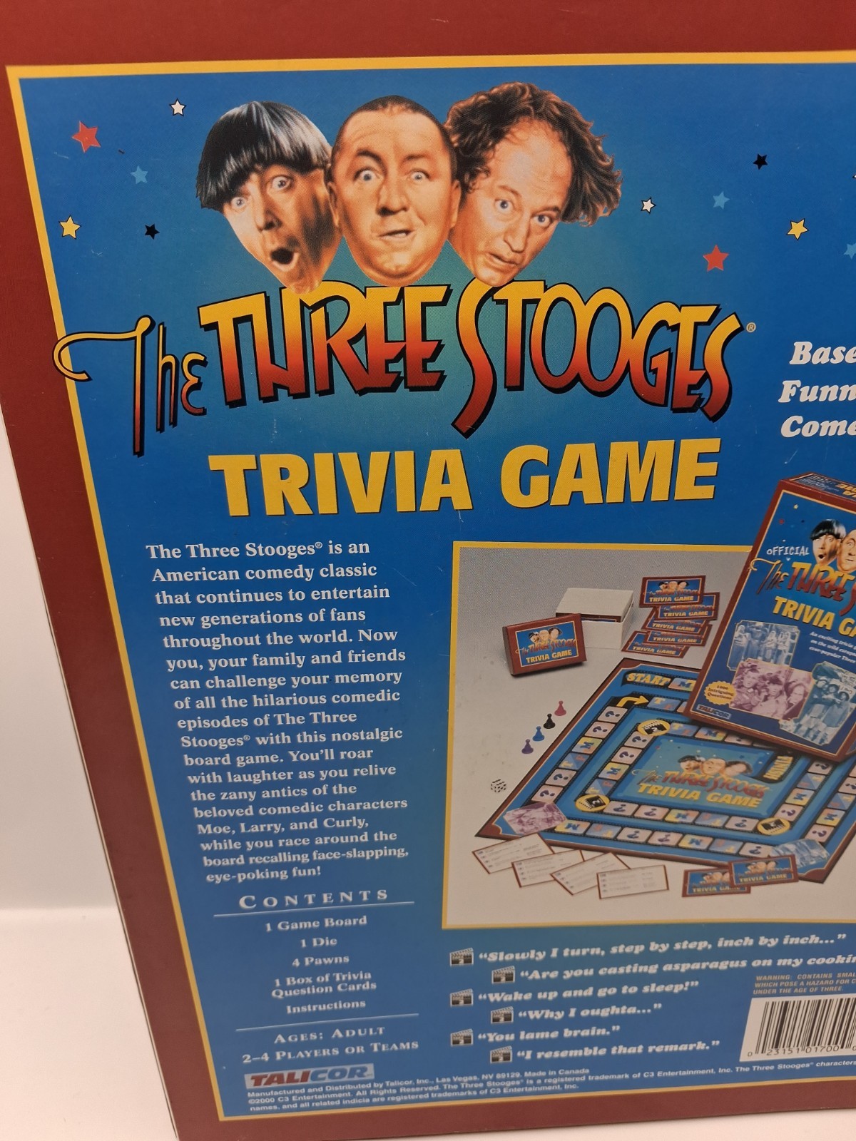 The Official Three Stooges Trivia Game 2000 By Talicor Mo Larry Curly Nyuk Nyuk