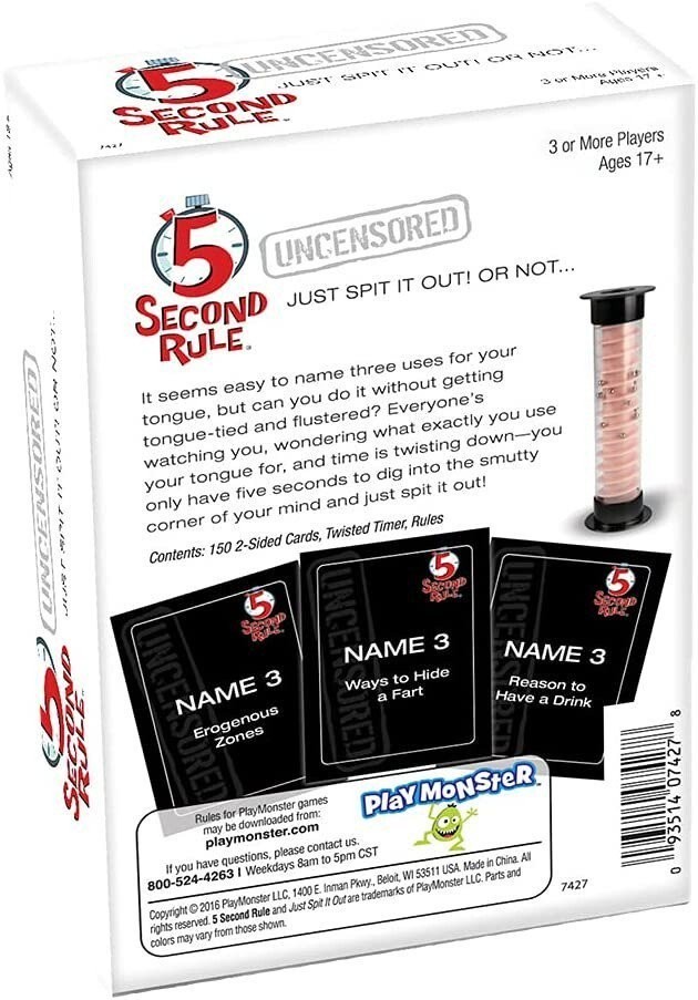 5 Second Rule Uncensored Game, Adult Game, Party Game, Card Game