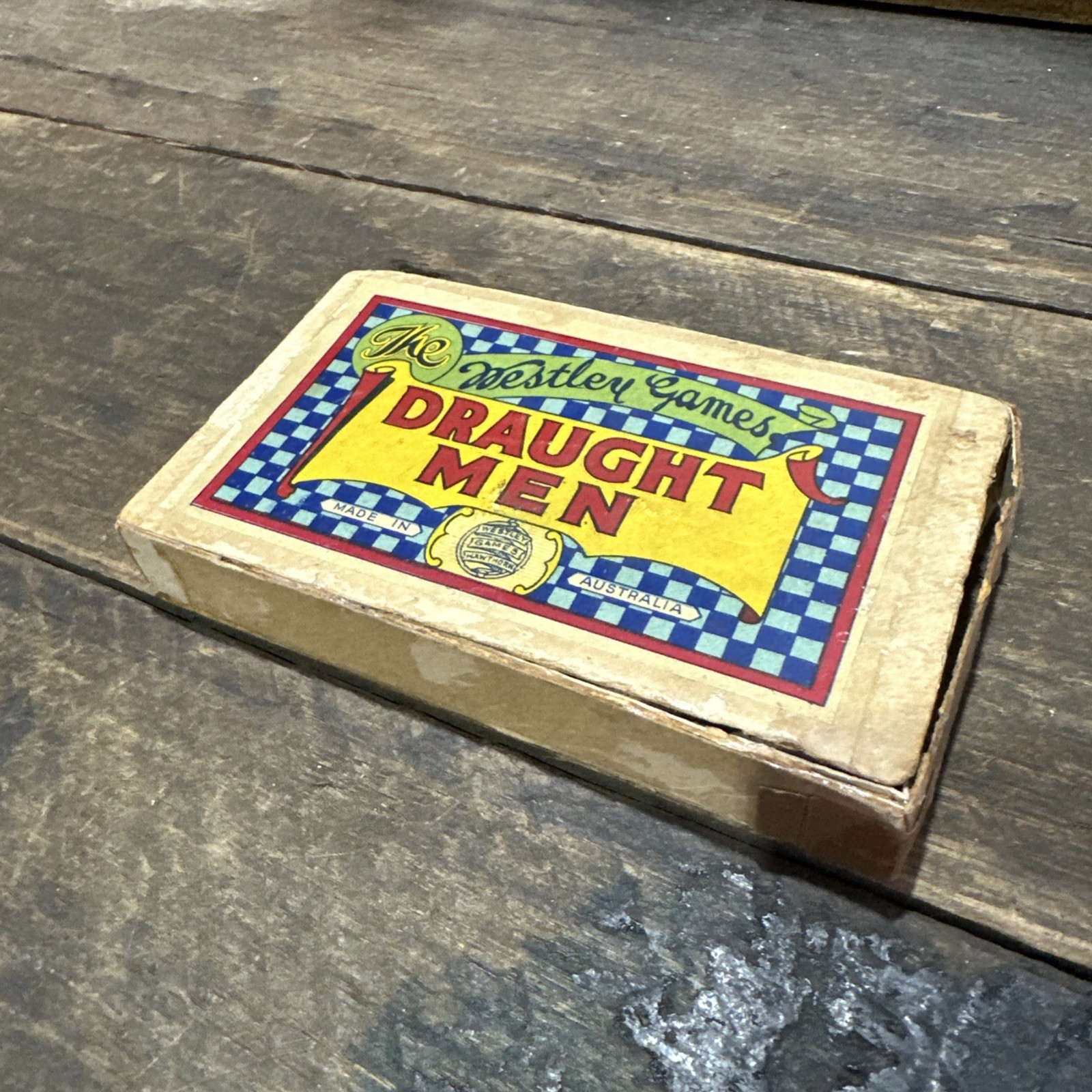 The Westley Games DRAUGHT MEN Game Vintage Board Game Made In Australia